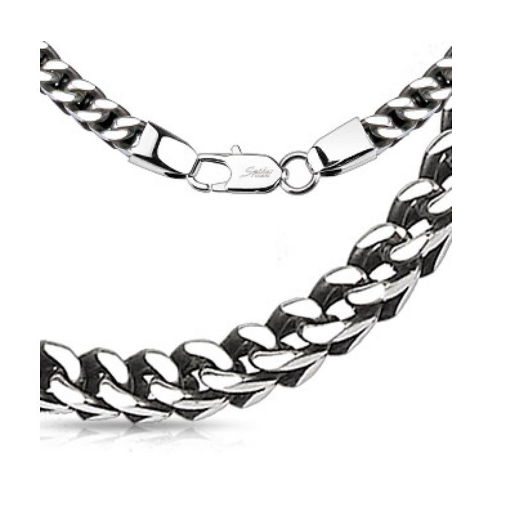 BUNGSA Ketten-Set Königskette gewebt massiv Silber aus Edelstahl Unisex  (1-tlg), Halskette Necklace