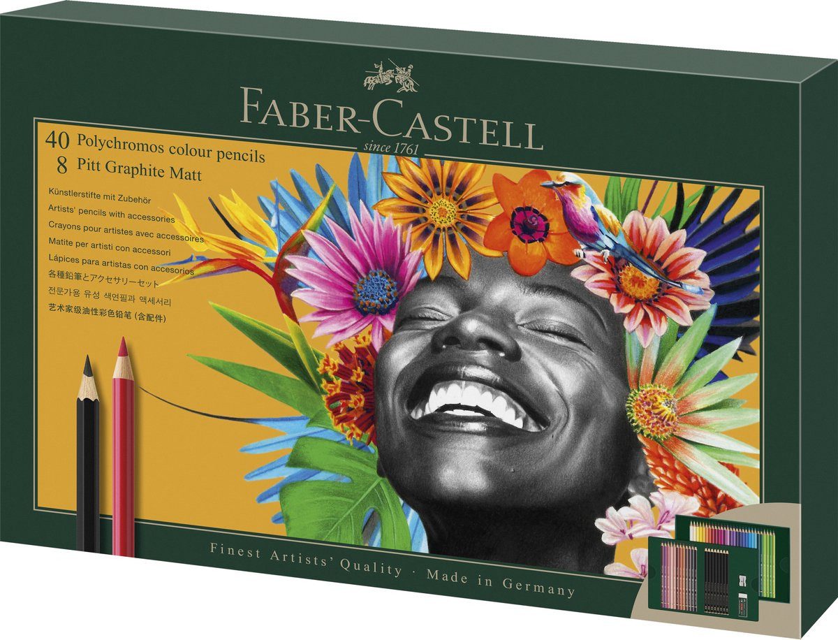 Faber-Castell Polychromos Polychromos & Pitt Graphit Mat 50-teilig FC-210054, (50-tlg), B-Härte, Durchmesser 3,8 mm