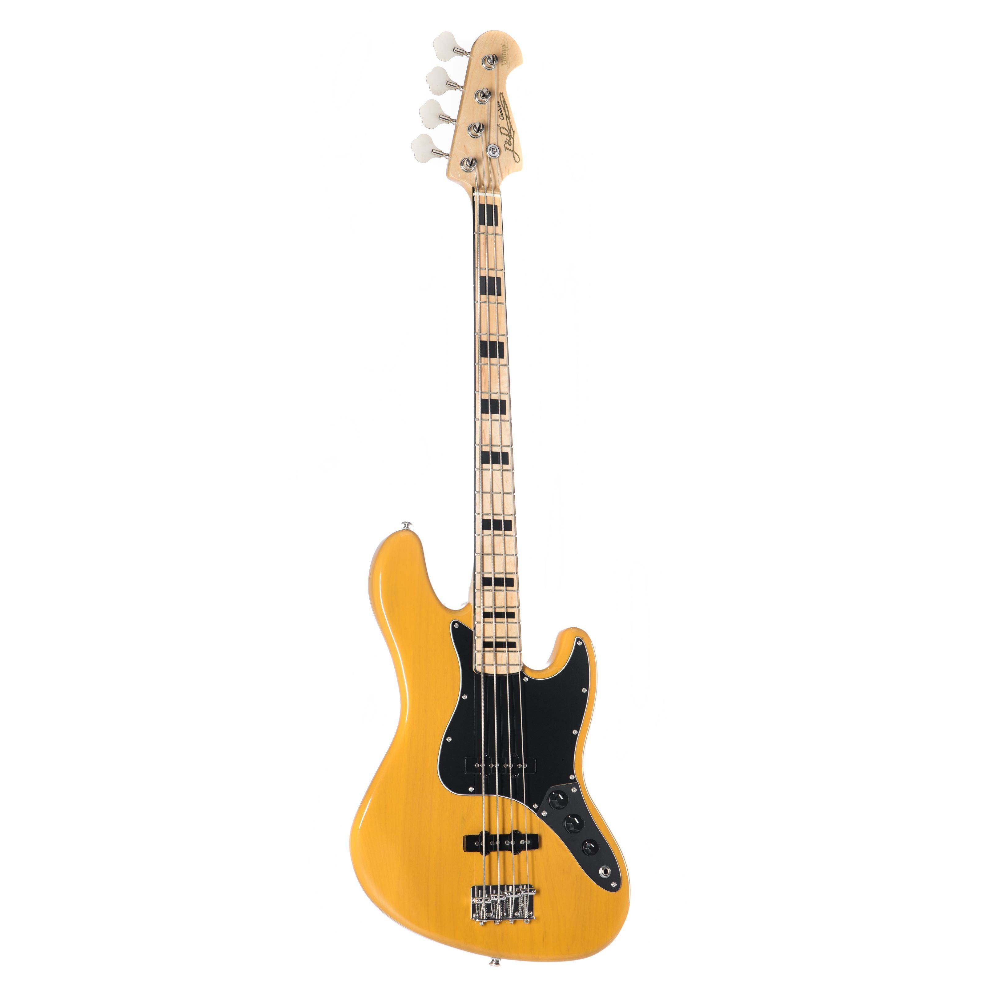 J & D E-Bass, JB Vintage 1975 BSB Butterscotch Blonde 4 Saiter E-Bass mit Single-Coil Pickups passiver Elektronik Vintage-Style Hardware, Электрические басы, 4-Saiter Электрические басы, JB Vintage 1975 BSB, Butterscotch Blonde E-Bass, Single-Coil Pickups