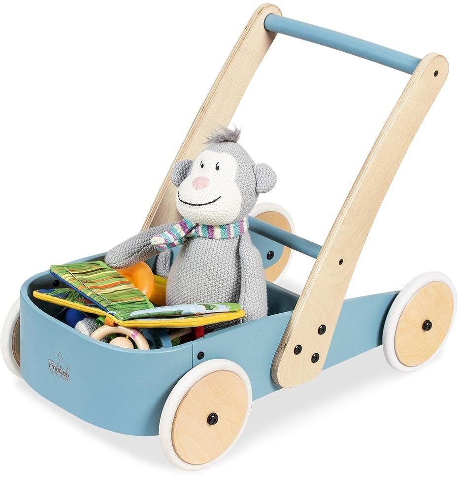 Pinolino® Holz aus blau, Fiete, Holzspielzeug, Lauflernwagen