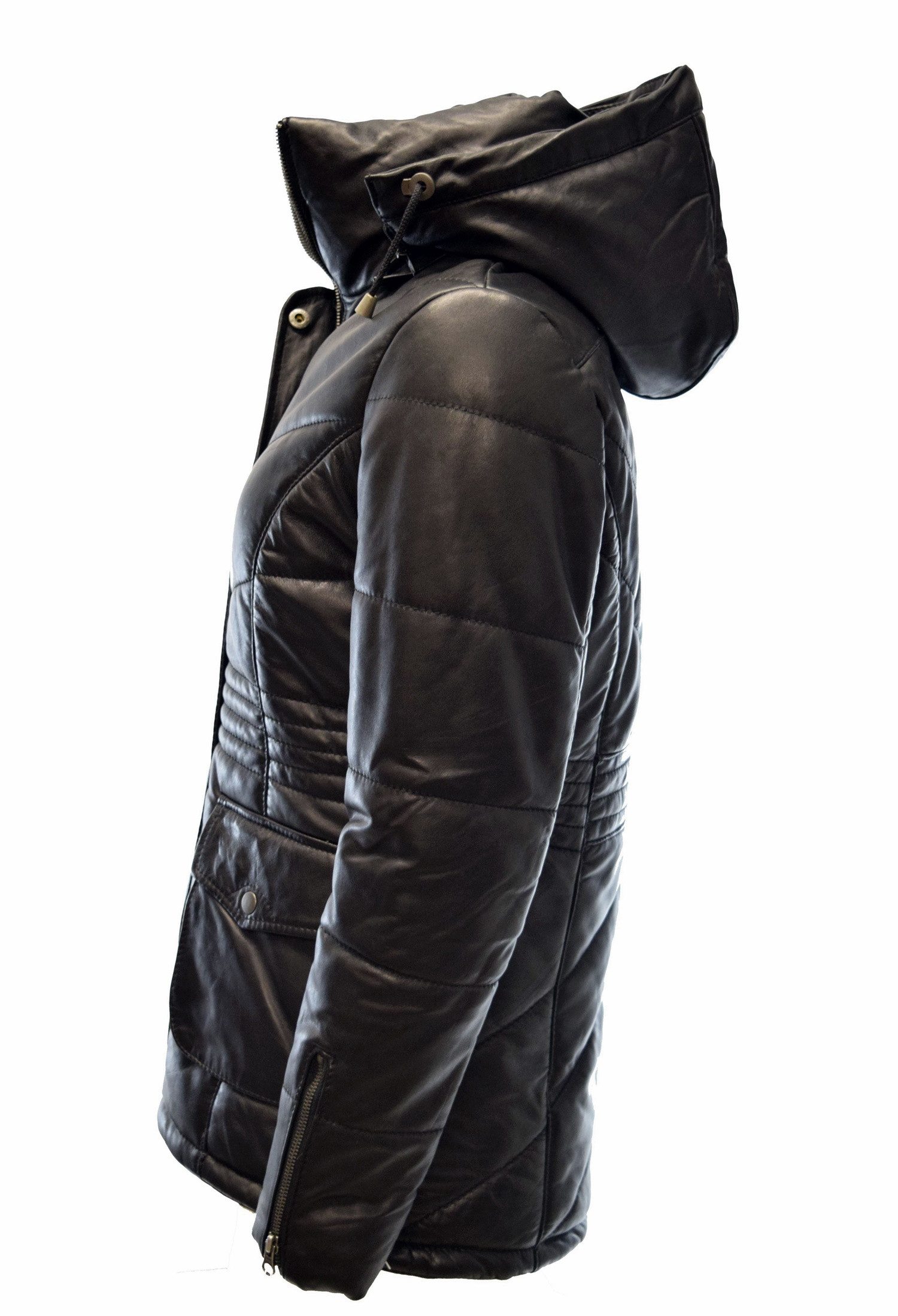 Zimmert Leather Lederjacke Julia Damen, Steppjacke, Lammnappa, Kapuze, Schw günstig online kaufen