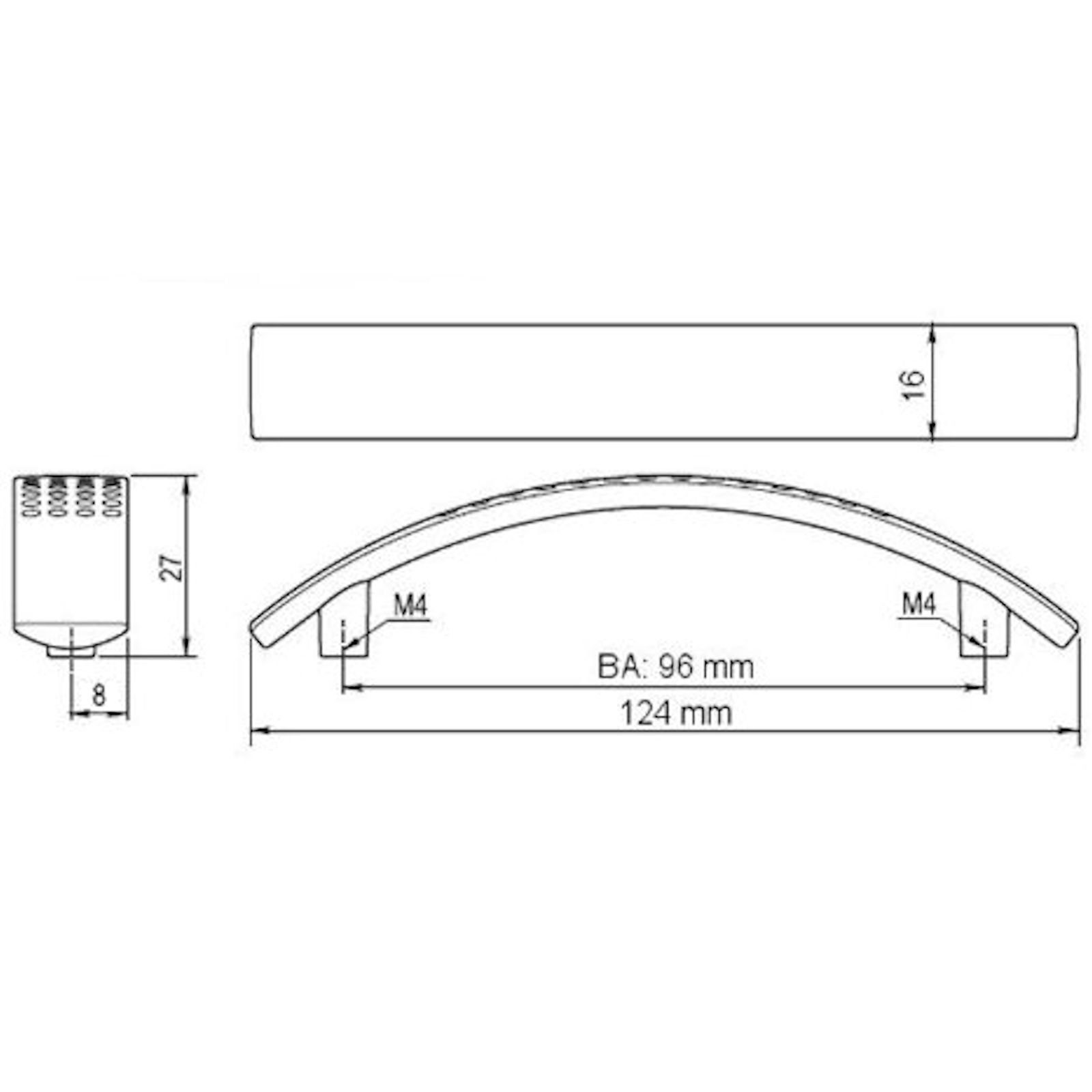 SO-TECH® Möbelgriff (BA): Edelstahloptik mm, 96 Breite Länge (1-St), DICO, Bohrlochabstand 16 mm Höhe 27 mm, 124 mm, Aluminium