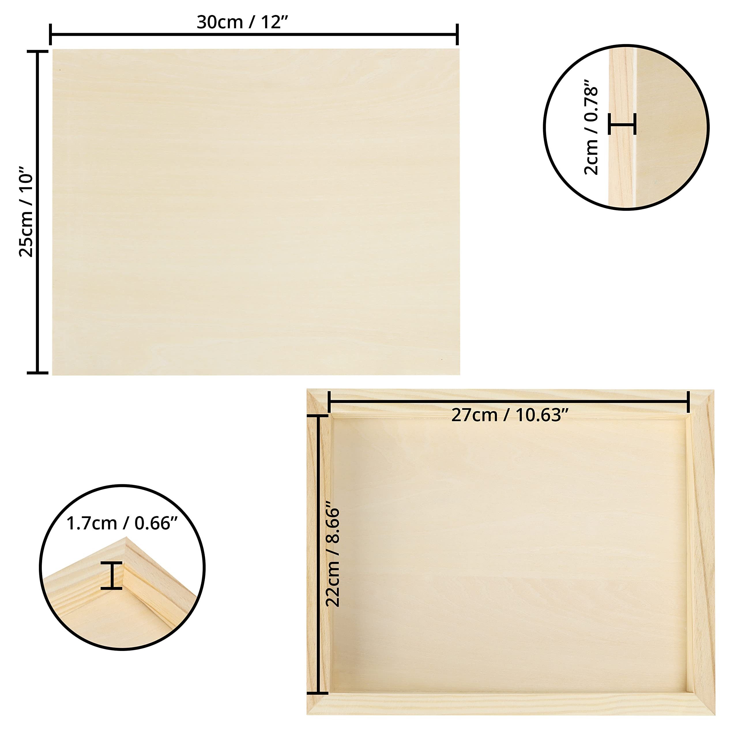 Thumbnail - Belle Vous Leinwand 5er Pack Holz Leinwand 25x30 cm