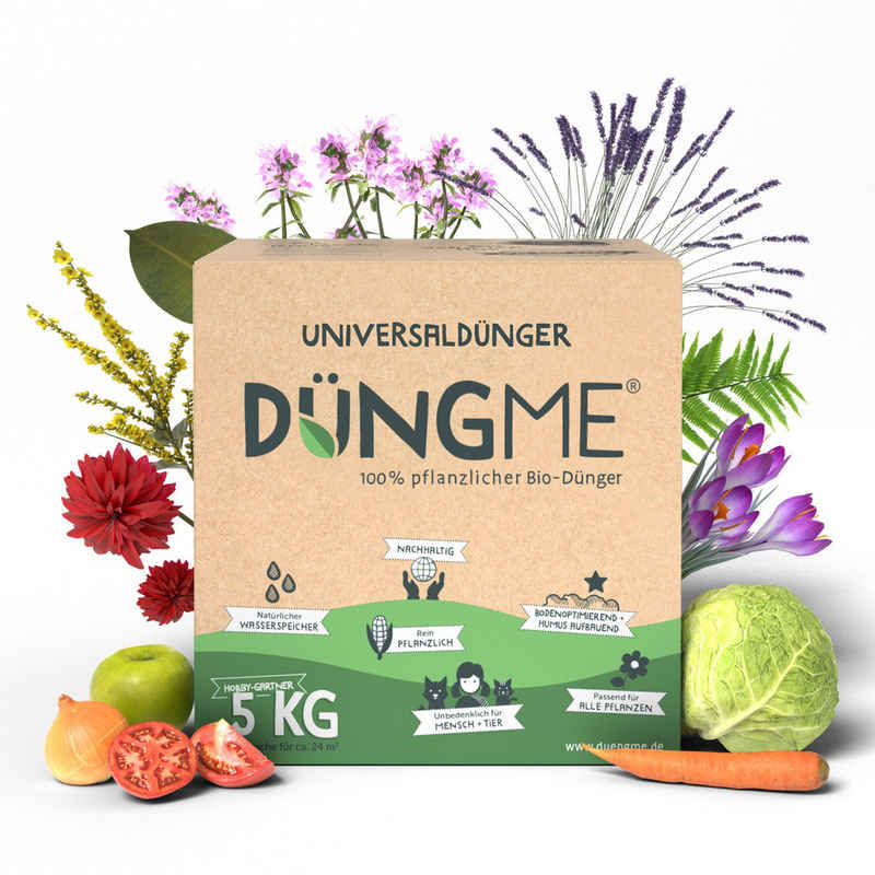 DüngMe - 100% pflanzlicher Bio-Dünger Pflanzendünger für Gartenpflanzen, Balkon- und Terassenpflanzen, Naturdünger, DüngMe ist frei von tierischen und chemischen Inhaltsstoffen.