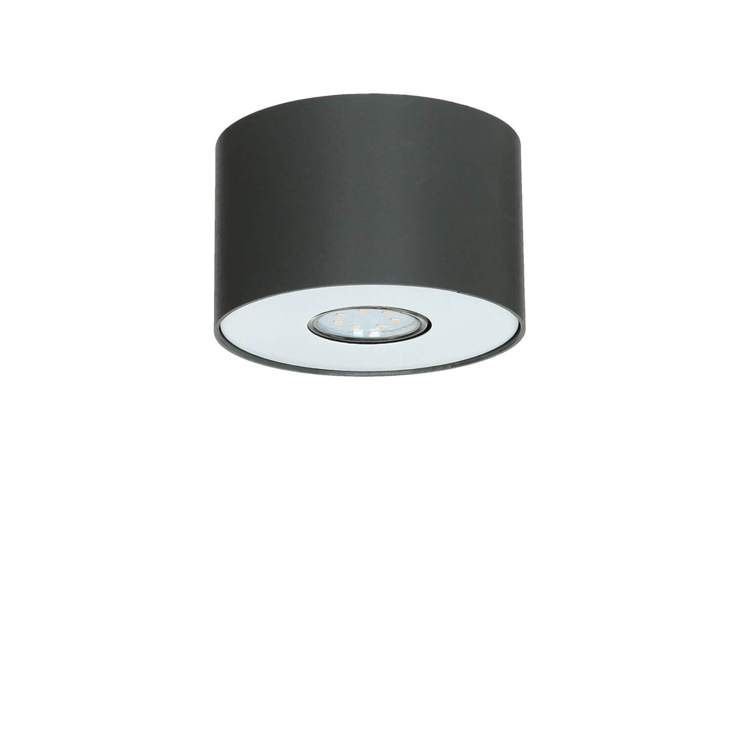 Licht-Erlebnisse Deckenleuchte POINT, ohne Leuchtmittel, Aufputz Spot Ø 13 cm H: 8,5 cm rund GU10 klein Grau