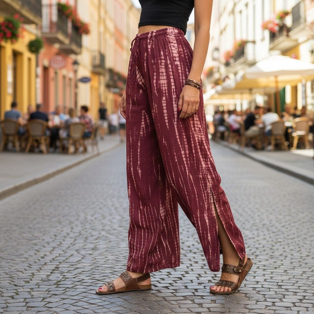 Guru-Shop Relaxhose Batik Palazzohose, Hosenrock, Schlaghose,.. alternative Bekleidung