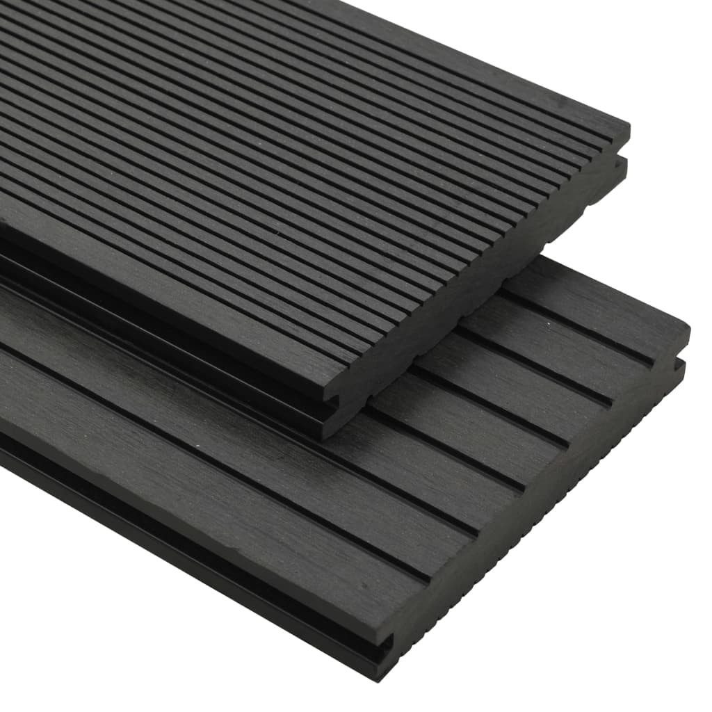 vidaXL Teppichboden WPC Massive Terrassendielen mit Zubehör 15 m² 4 m Schwarz, Höhe: 2 mm