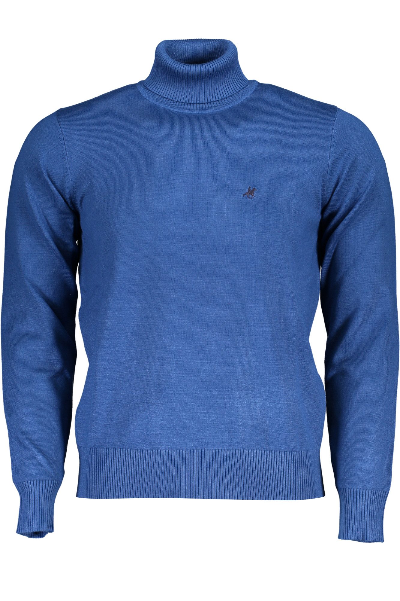 U.S. GRAND POLO Strickpullover Elegantes Herren Langarmshirt Blau mit Stickerei & Rollkragen