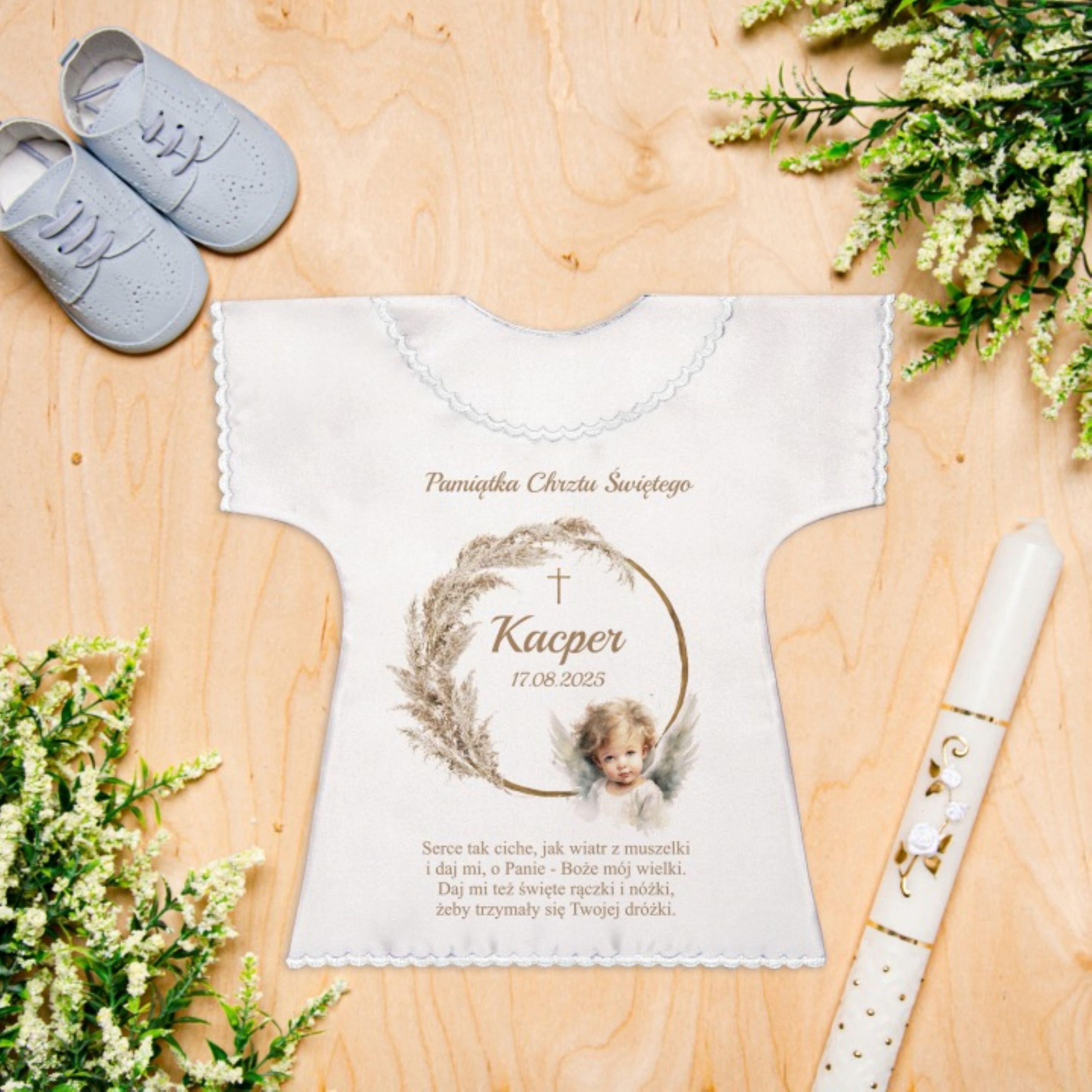 Festivalartikel Taufkleid Personalisiertes Tauftuch mit Name Tauferinnerung Weiß Unisex (1-tlg)