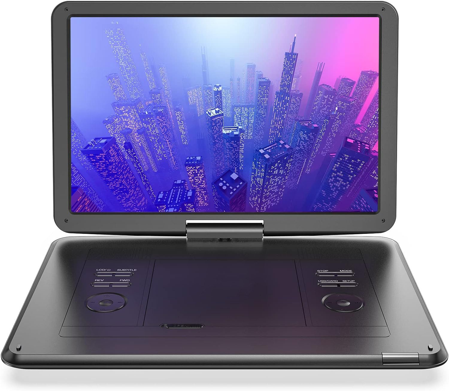 TWUFY 17,5" Tragbarer DVD-Player mit 15,6" großem HD-Display Portabler DVD-Player (Unterstützt USB/TF-Karte/Sync-TV/Projektor-Bildschirm)