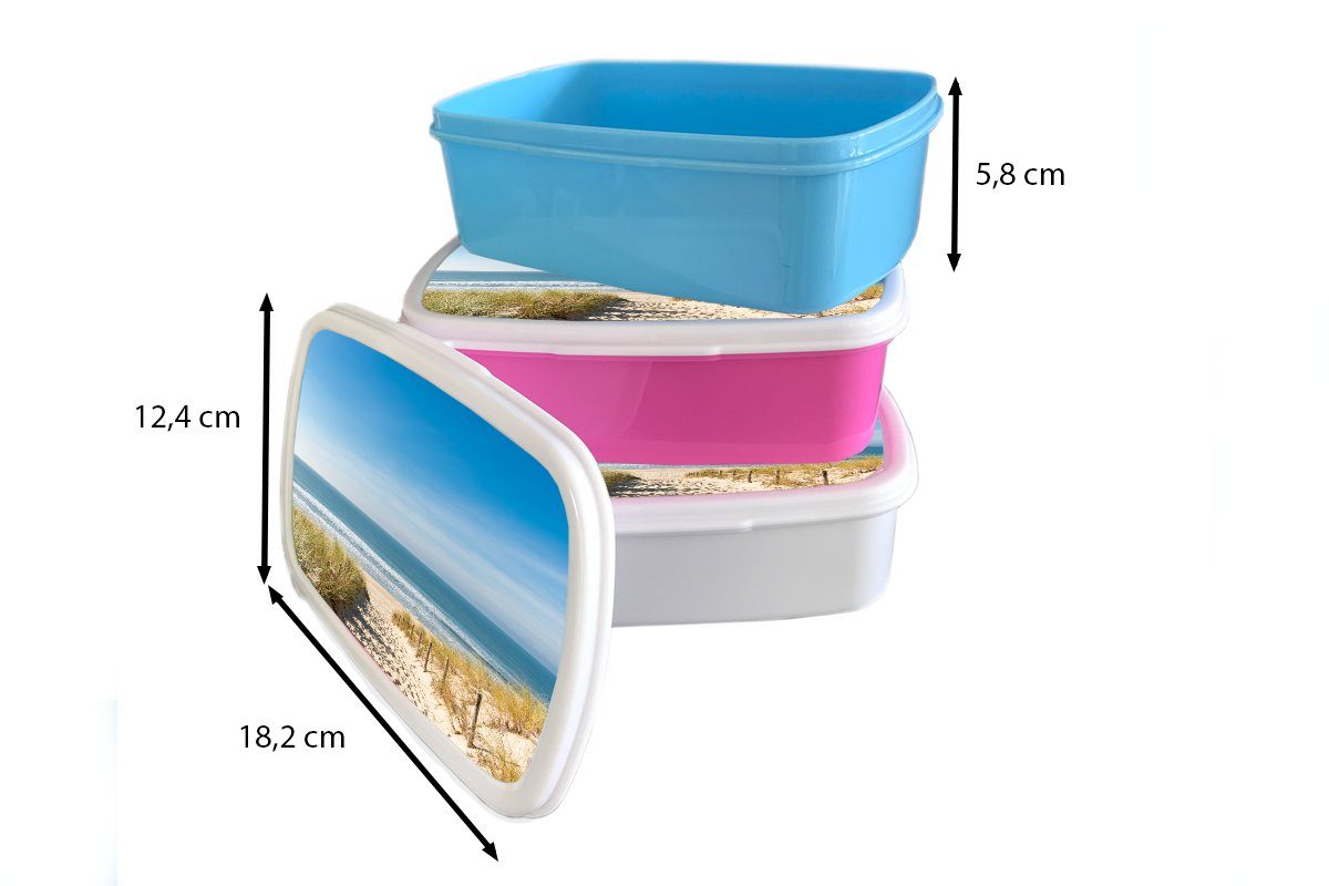 Meer für Sand Strand Kunststoff, MuchoWow (2-tlg), weiß Kinder Sommer, - Lunchbox und - und Erwachsene, Düne Mädchen Brotdose, Jungs Brotbox - - für