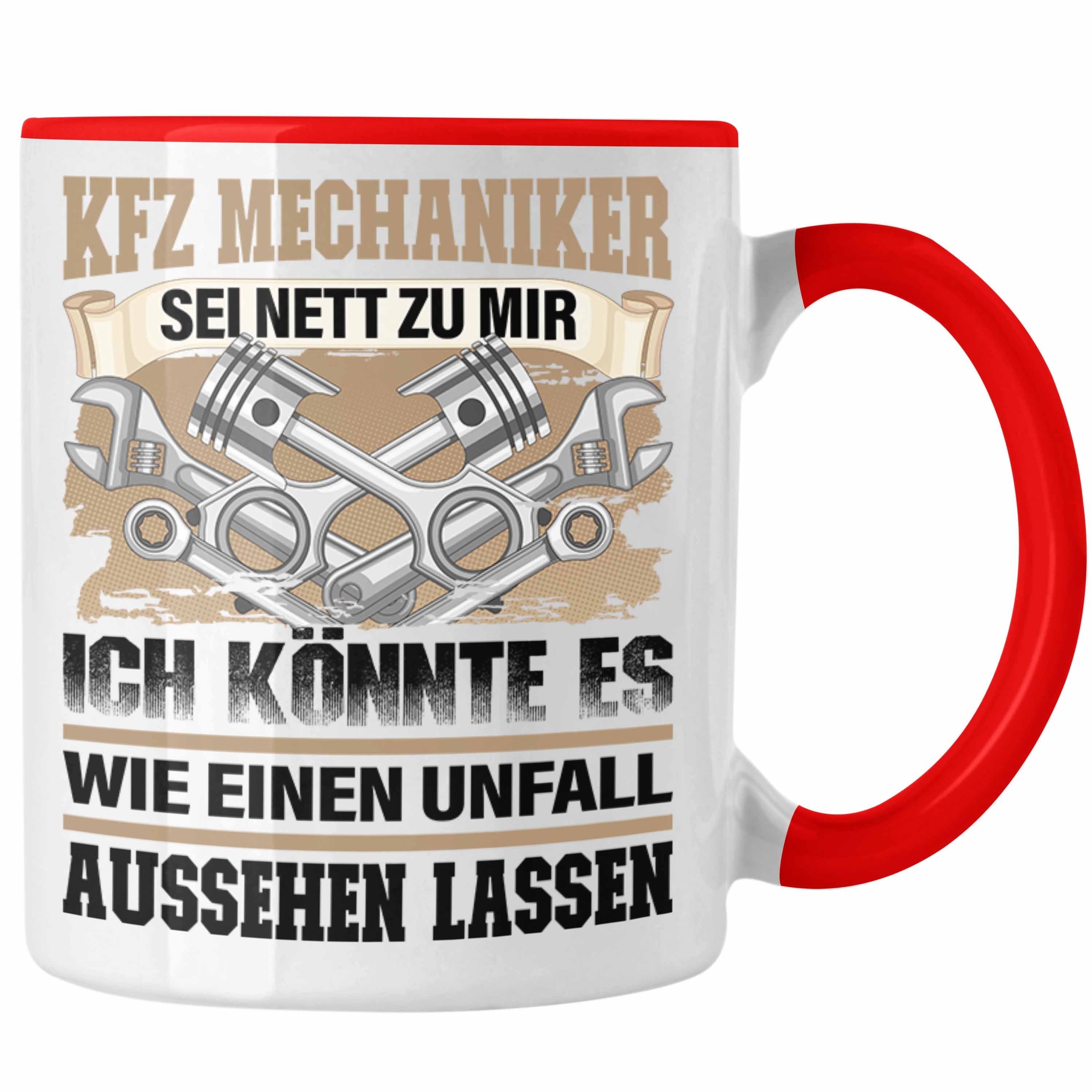Trendation Tasse Trendation - KFZ Mechaniker Tasse Geschenk Lustig Spruch Männer Ich Kö Rot