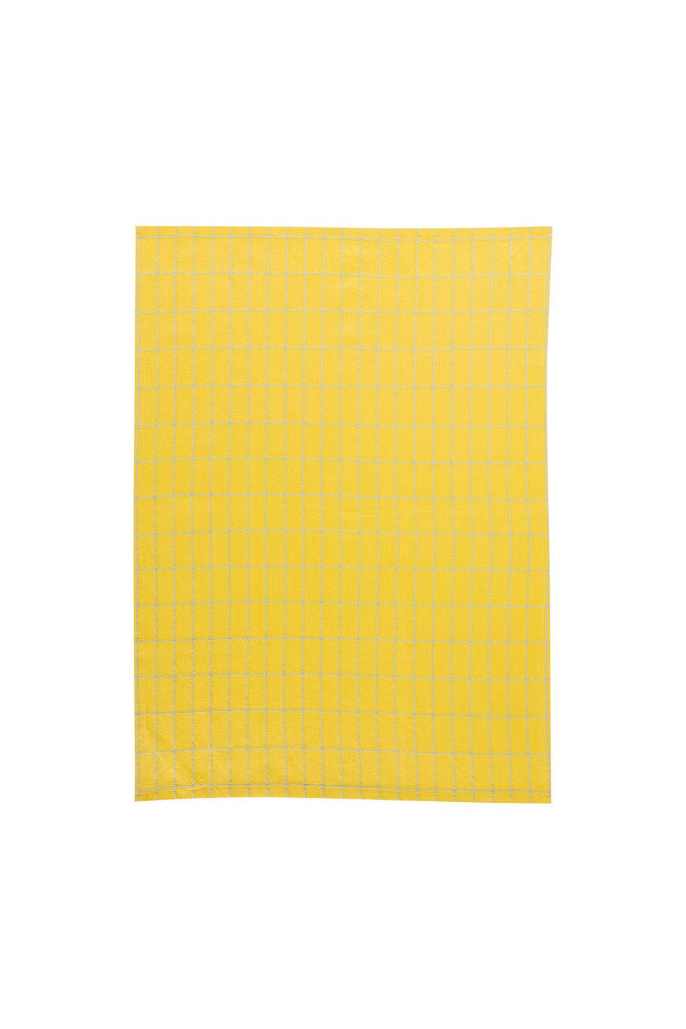 Tranquillo Geschirrtuch 2er-Set Bio-Baumwolle INDUSTRIAL 70x50 cm gelb Aufhängeschlaufe, Tücher aus GOTS-zertifizierter Baumwolle mit farbenfrohem Karomuster