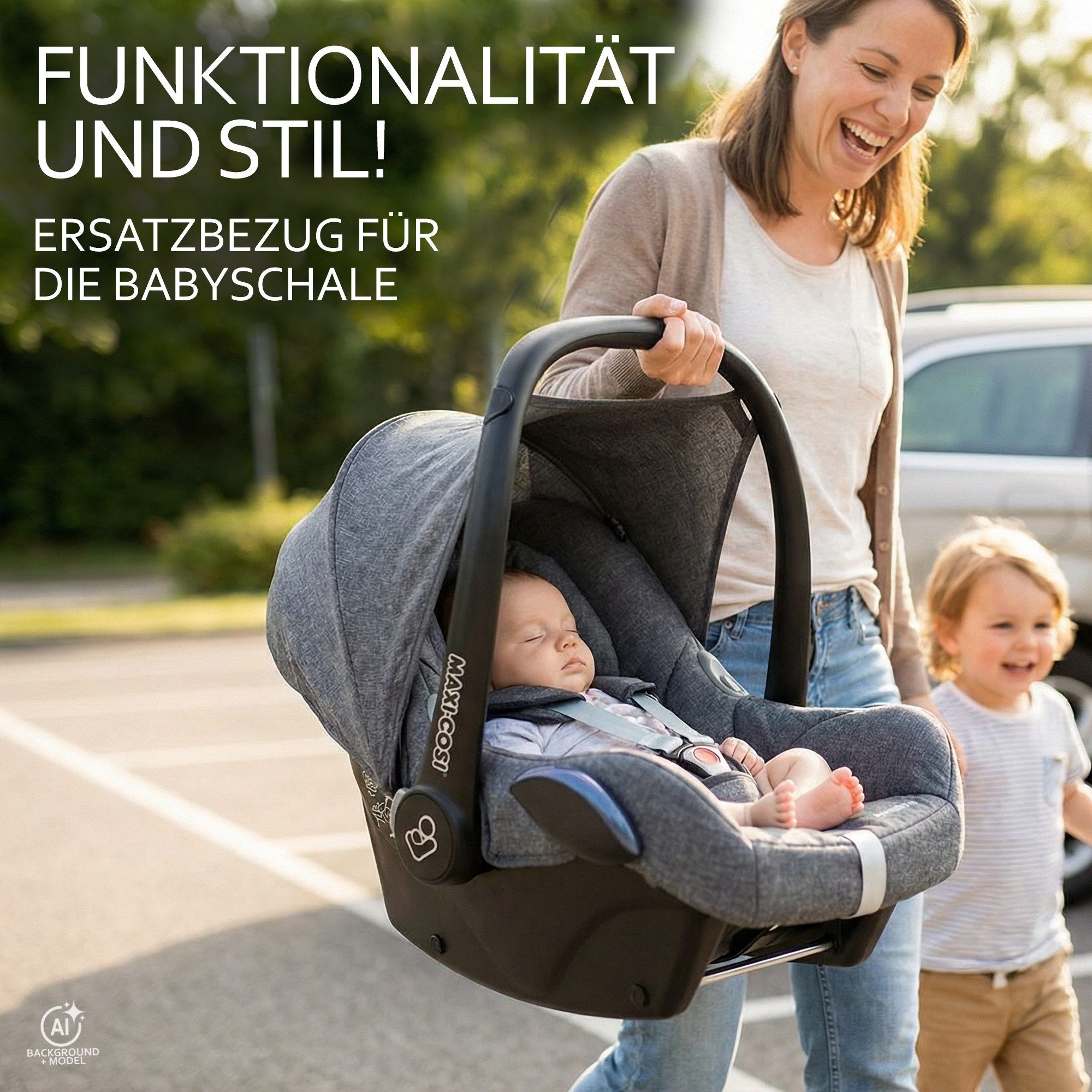 BambiniWelt by Rafael K. Babyschale Ersatzbezug kompatibel mit Maxi Cosi Cabrio Fix Babyschale 6-tlg, ab: 0+, bis: 14 Monate – Bild 2 von 5