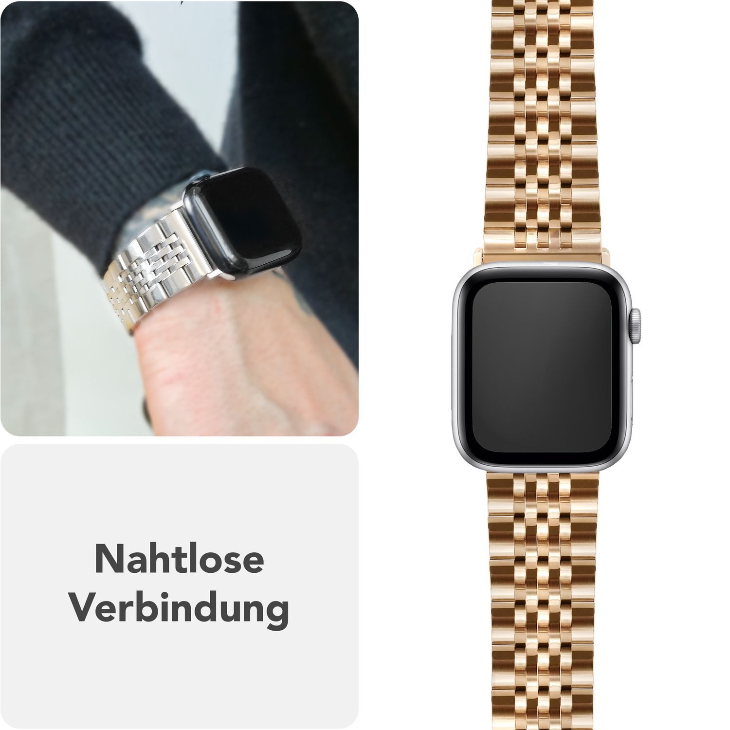 Nalia Smartwatch-Armband Apple Watch 38mm/40/41/42(Serie 10), Elegantes Edelstahl Ersatzarmband / für Sport Fitness Uhr / Rostfrei
