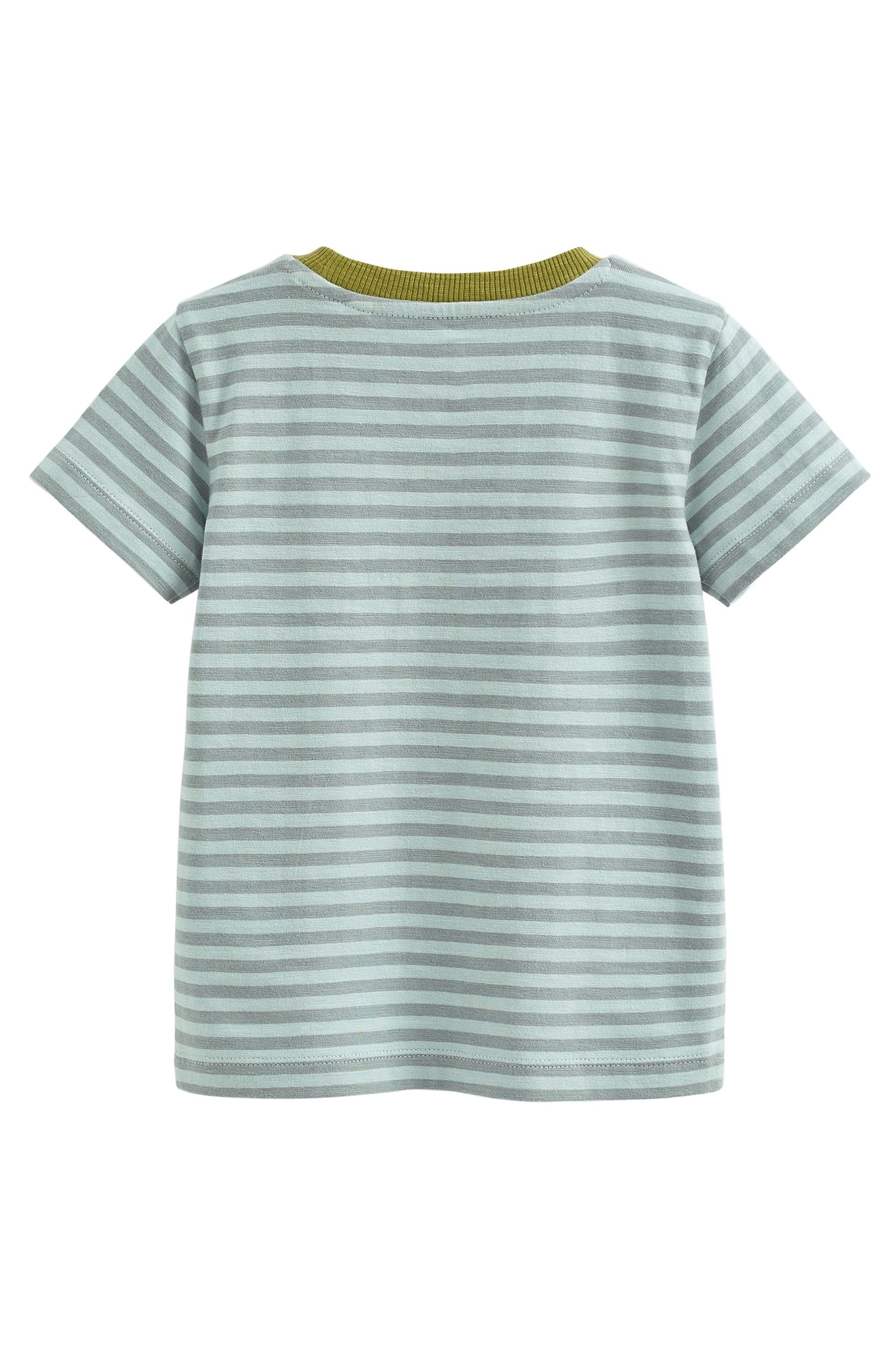 T-Shirt 5er-Pack Stripe Next T-Shirts, (5-tlg) Kurzärmelige Green/Blue