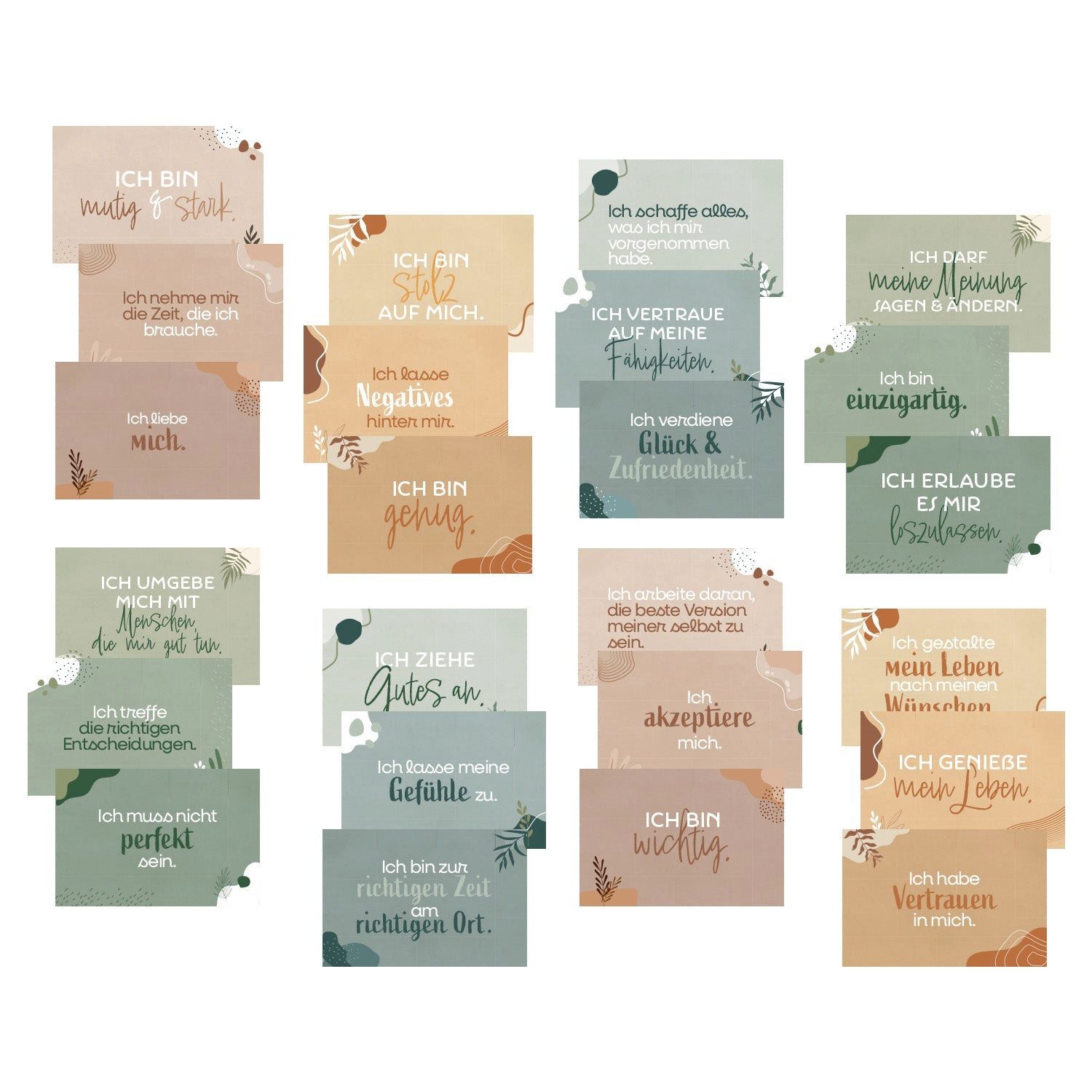 Logbuch-Verlag Klappkarte 24 Affirmationskarten für Erwachsene positives Mindset boho pastell – Bild 4 von 5