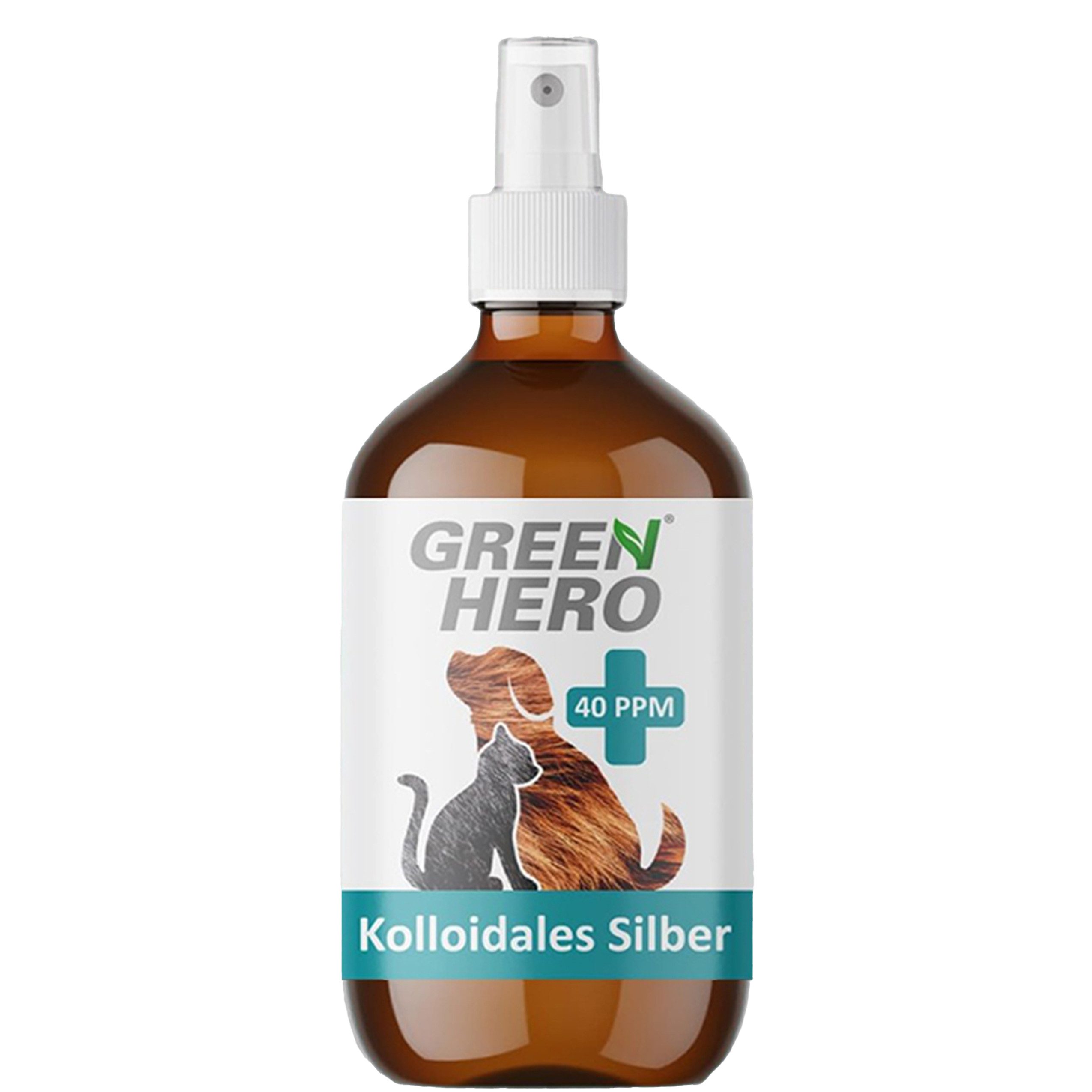GreenHero Fellpflege Kolloidales Silber Spray 40 PPM für Hunde & Katzen, 250 ml, Pflegendes Wundspray und Mittel gegen Juckreiz