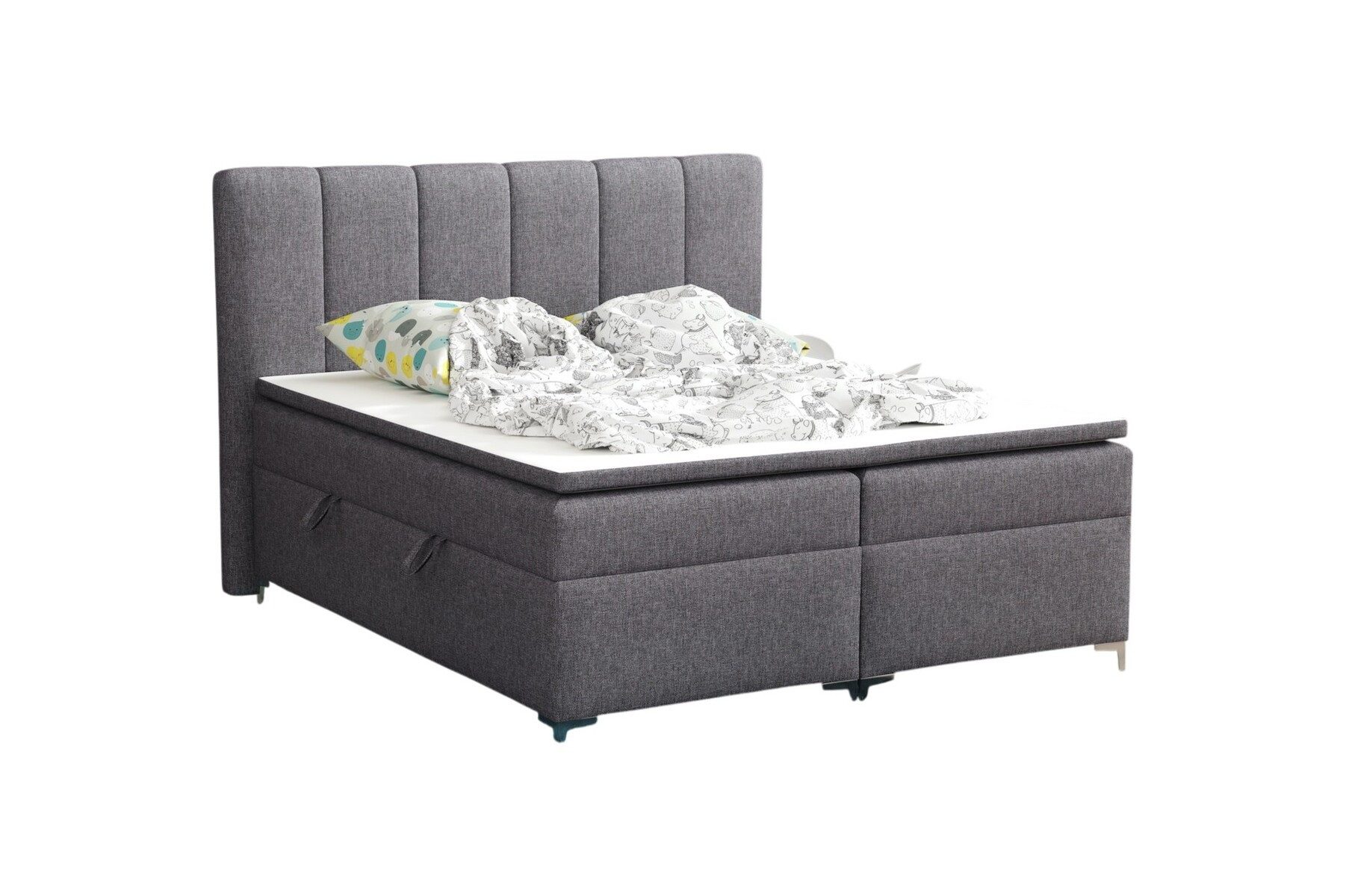 Fun Möbel Boxbett Bett Schlafzimmerbett ANGEL inkl. LED-Beleuchtung (Bettkasten Beleuchtet, inkl. Fernbedienung für die LED-Beleuchtung), Inkl. Topper und Bettkasten