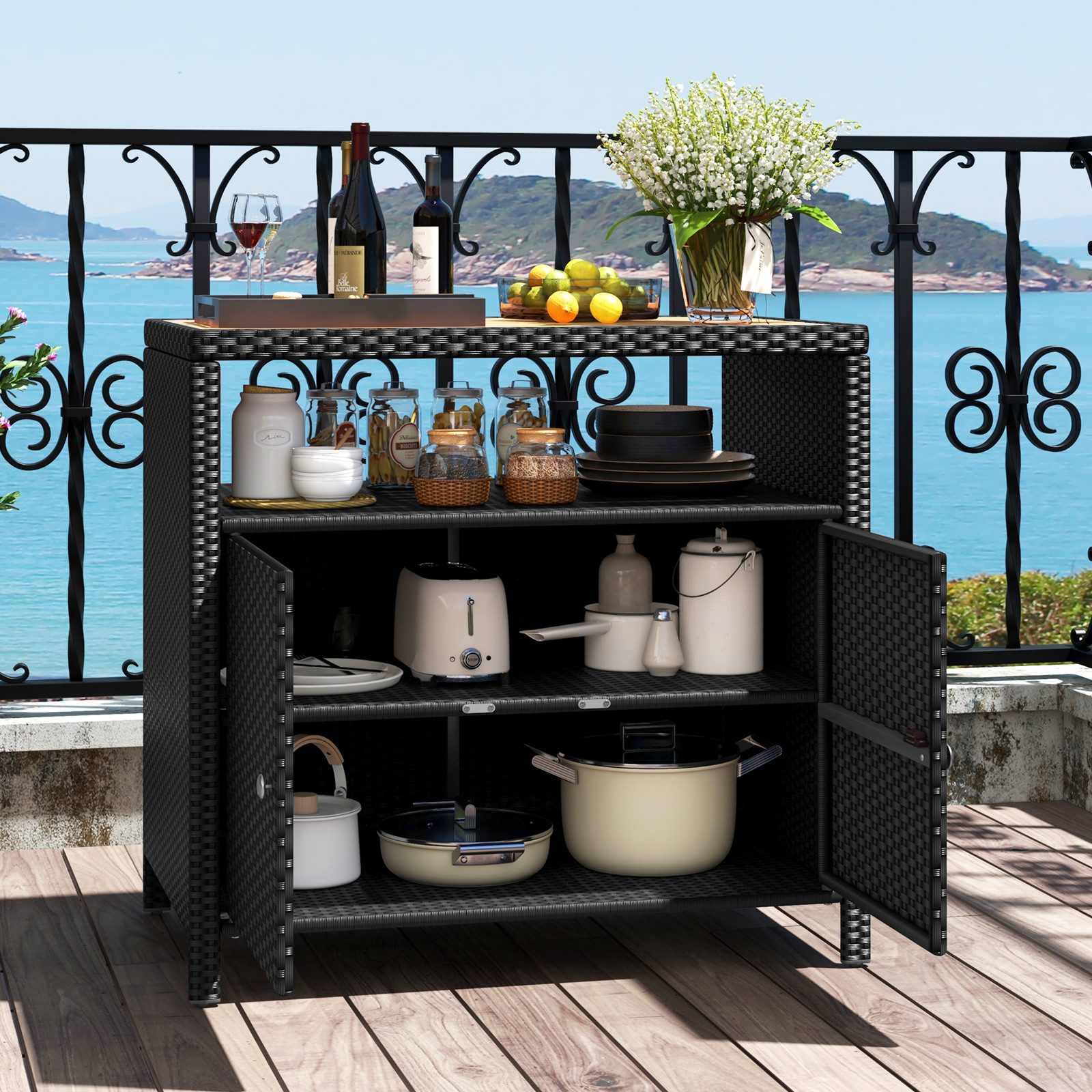 KOMFOTTEU Garten-Geräteschrank, Aufbewahrungsschrank mit Doppeltür, 90x53x6 günstig online kaufen
