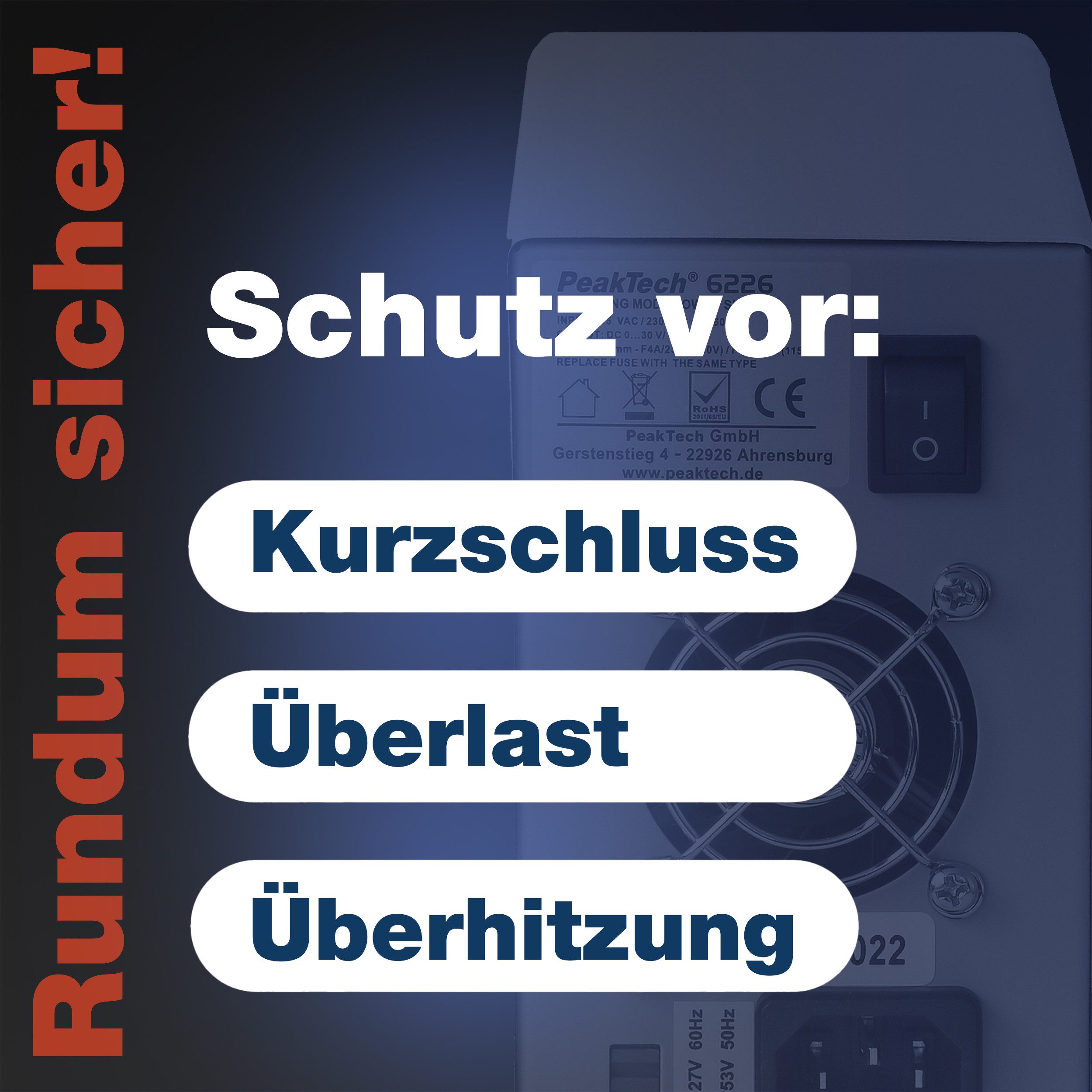 PeakTech 30 V 10 A DC Labornetzteil 0–30 V/0–10 A DC, regelbar Labor-Netzteil