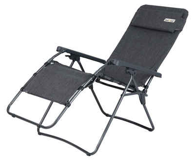Bel-Sol Gartenliege Relaxliege anthrazit Liegestuhl Sonnenliege XL Relaxsessel Relaxstuhl, Relaxsessel mit Kopfkissen, stufenlos verstellbar, klappbar, 110 kg Tragkraft, Camping