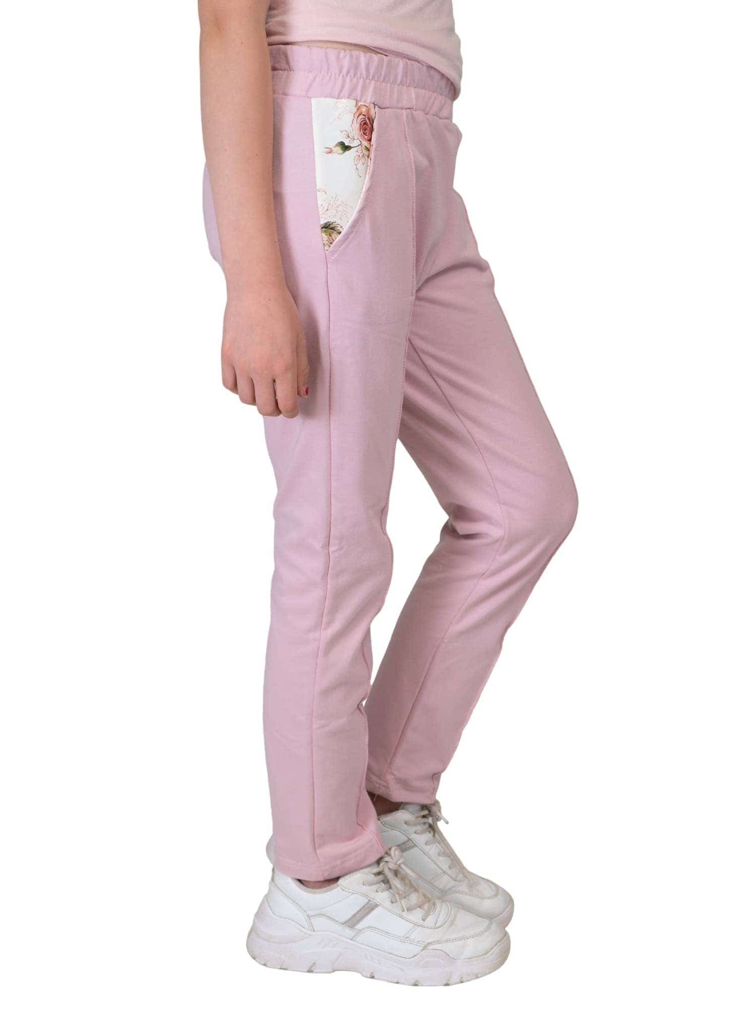 KMISSO Stoff Rosa Sporthose Mädchen Freizeithose (1-tlg) Casual