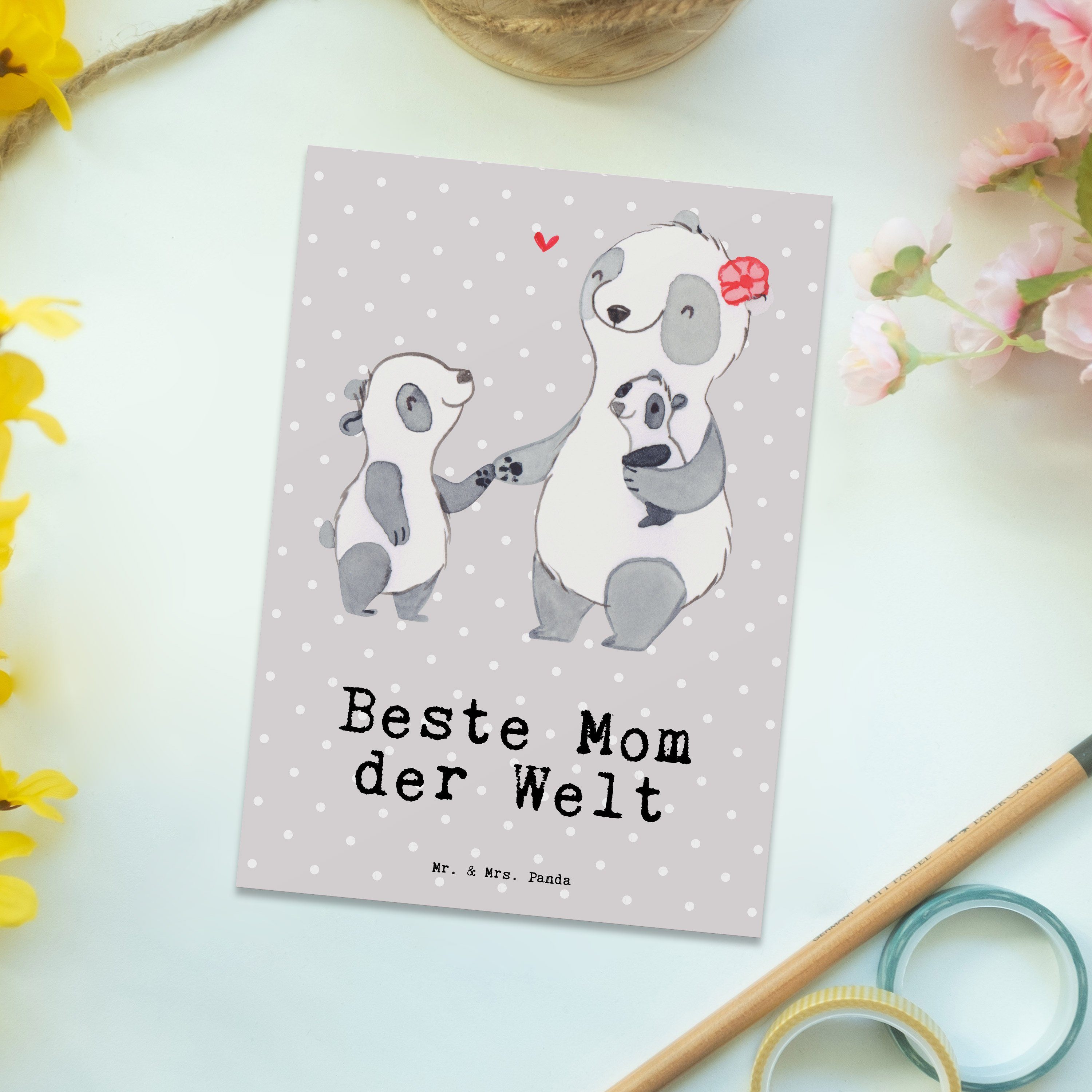 Geschenk, Grau Sohn, - Gesc Postkarte Panda - Beste Pastell Karte, der Mr. Welt Mrs. Mom Panda &