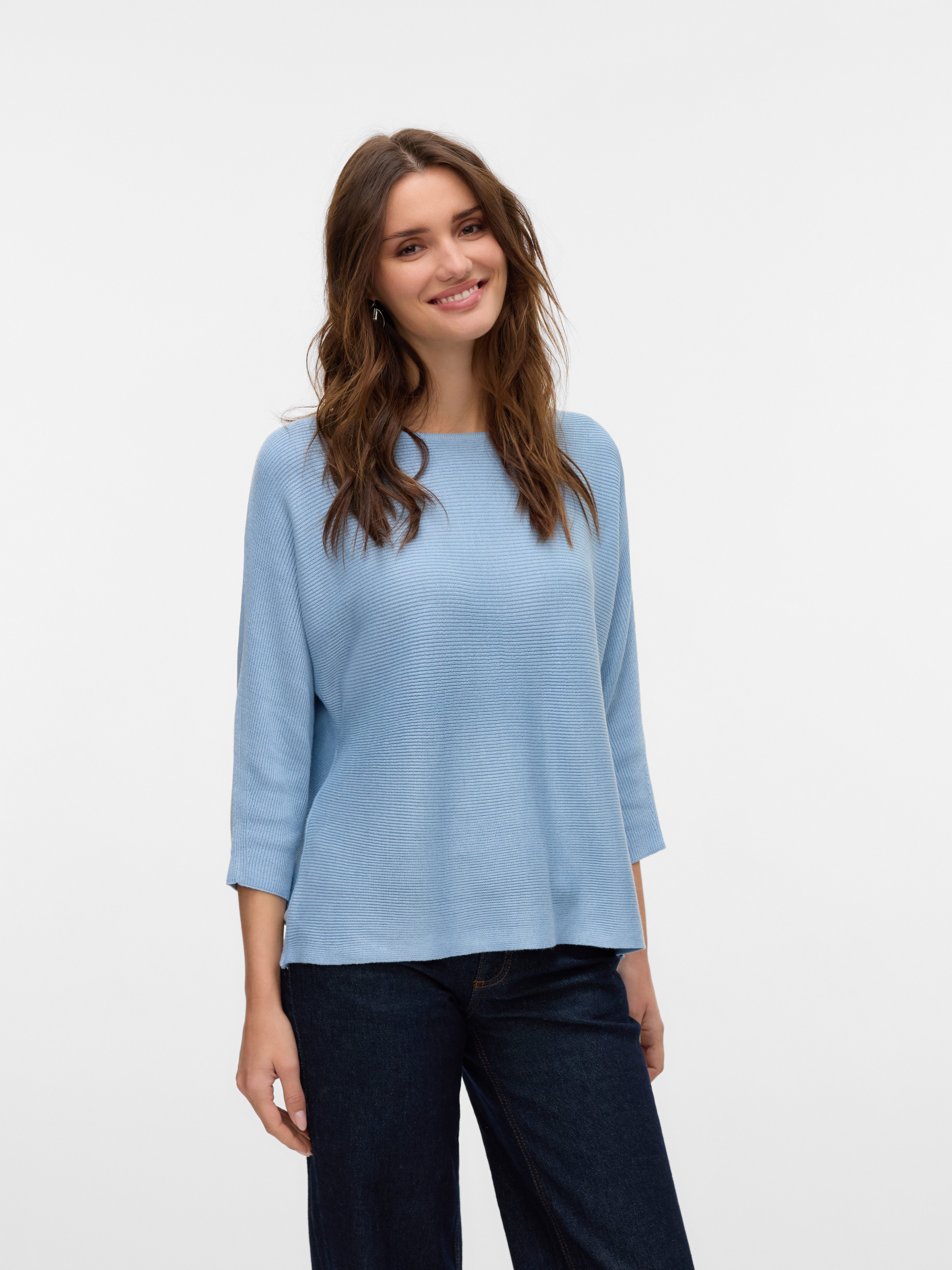 Vero Moda 3/4 Arm-Pullover VMNORA 3/4 BOATNECK BLOUSE NOOS mit Fledermausär günstig online kaufen