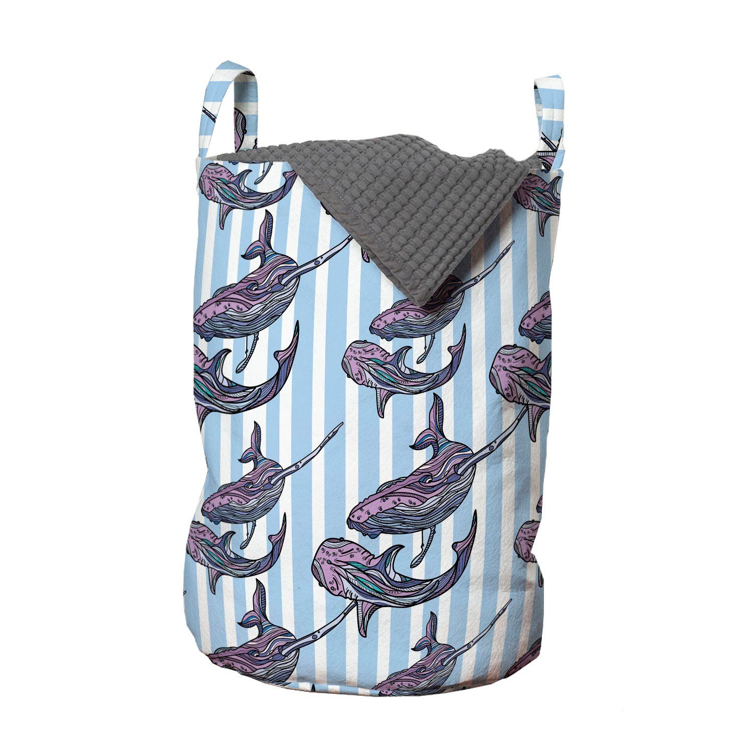 Abakuhaus Wäschesäckchen Wäschekorb mit Griffen Kordelzugverschluss für Waschsalons, Wal Riesen Marine Mammals | Wäschesäcke