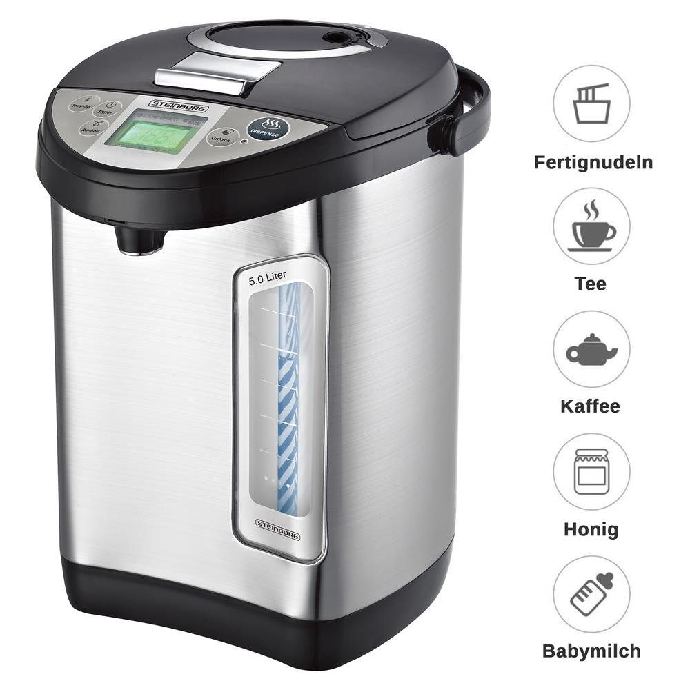STEINBORG Heißwasserspender SB-2015, 5 l, 680 W, Heißwasserspender, Edelstahl, Warmhaltefunktion