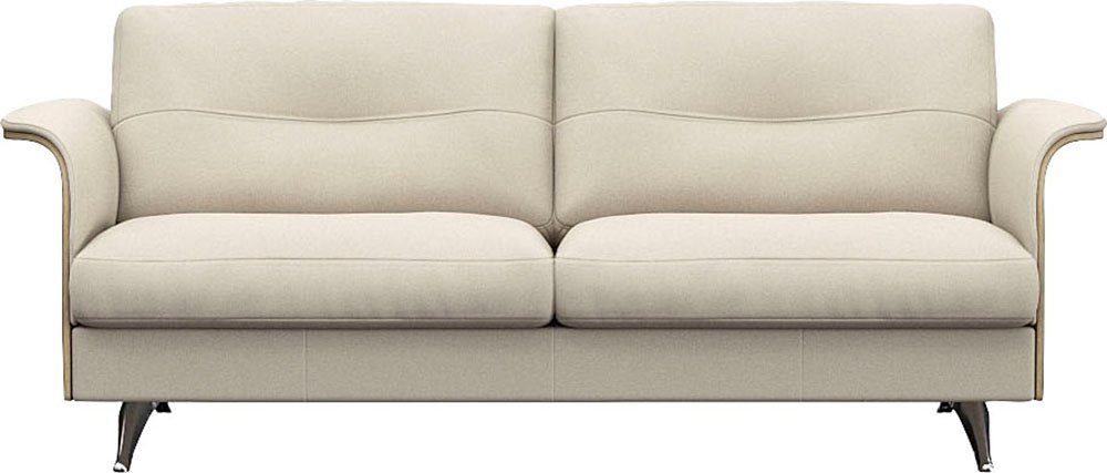 FLEXLUX 2,5-Sitzer Glow Sofa, Couch, Premium-Sitz: Kaltschaum & Federkern, Arml. geölte Eiche, Fuß Alu