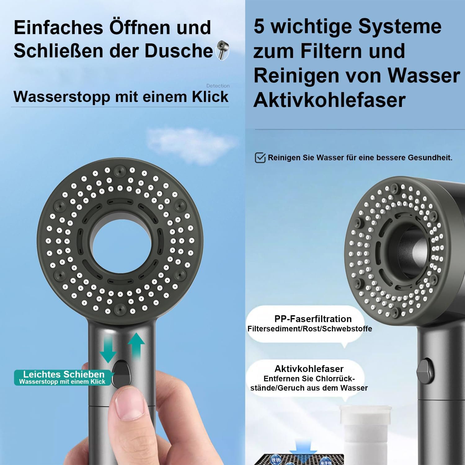 OKWISH Handbrause Duschkopf Sparduschkopf Regendusche Hand Brause, (5 Strah günstig online kaufen