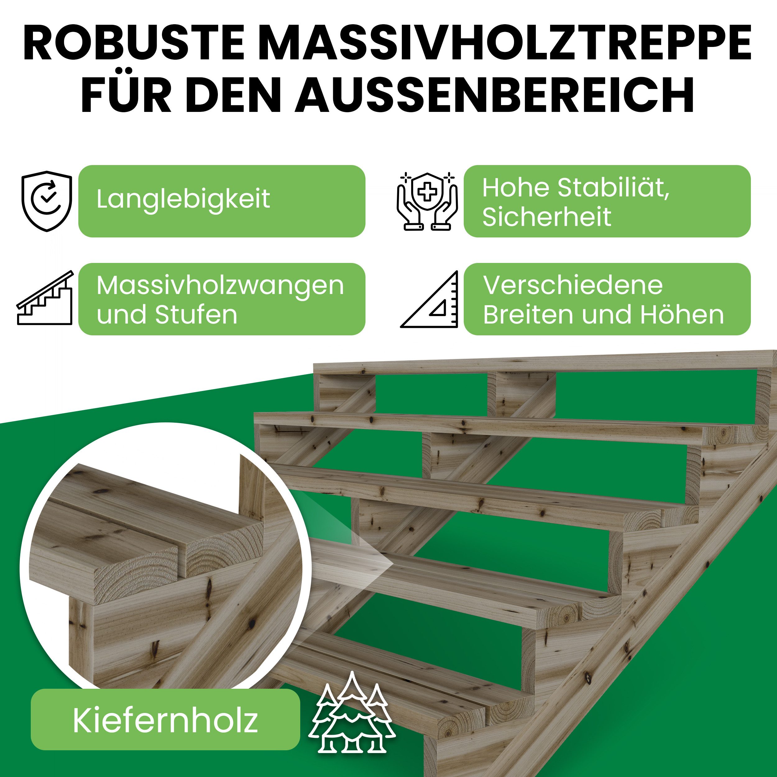 Gartenwelt Riegelsberger Außentreppe Terrassentreppe Kiefer kesseldruckimpr günstig online kaufen