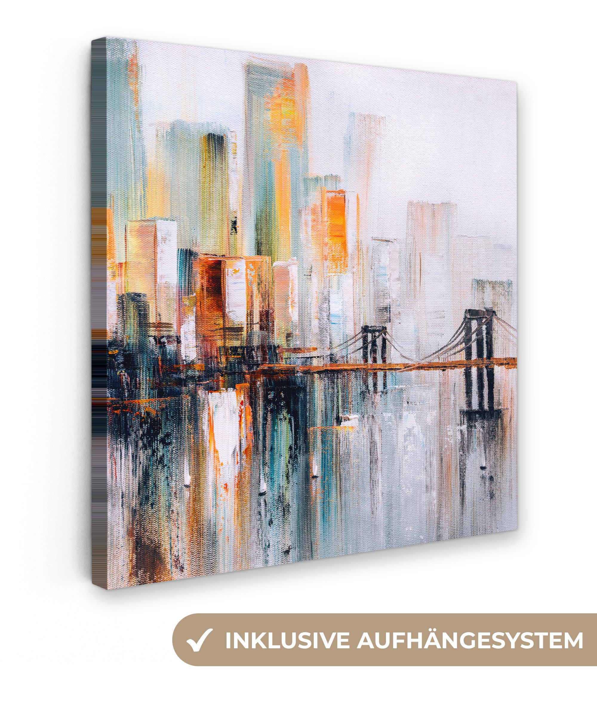 OneMillionCanvasses® Leinwandbild Ölfarbenoptik - Skyline - günstig online kaufen