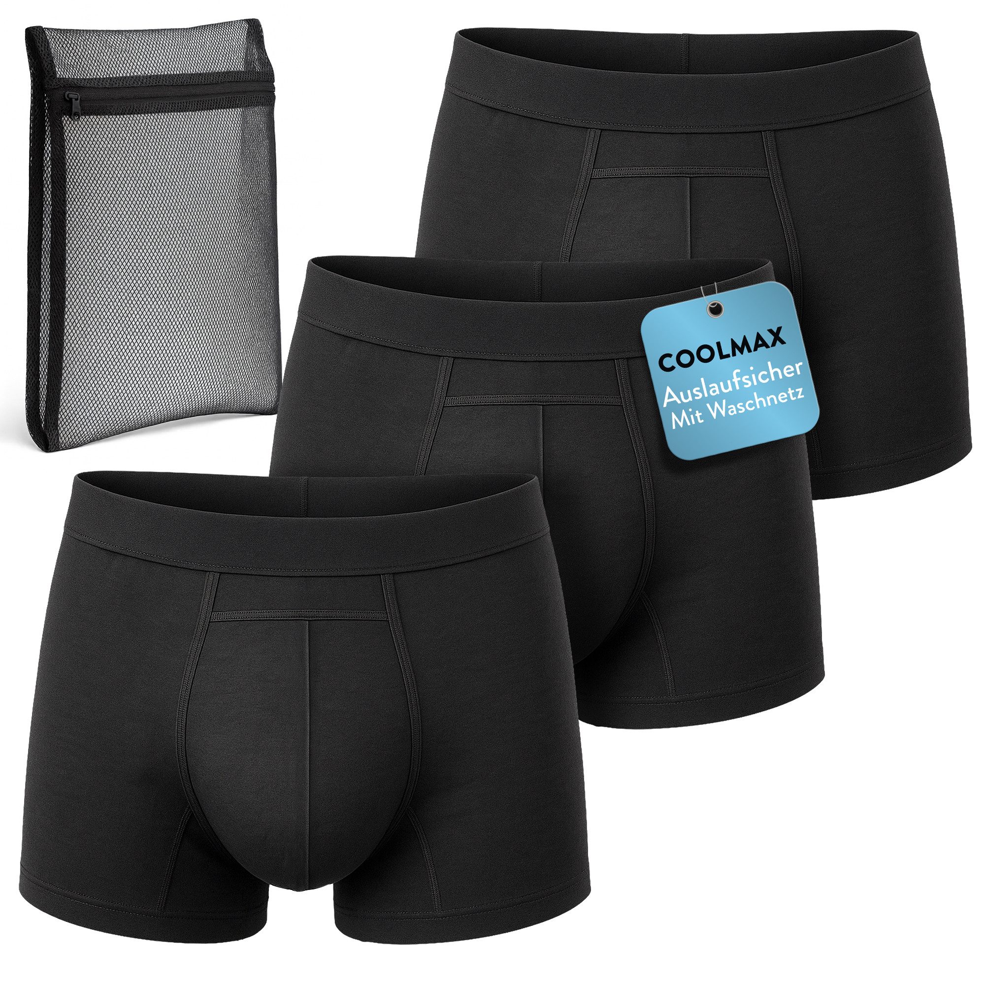 Harmony Care Inkontinenzboxer Premium waschbare Inkontinenz Pants Männer inkl. Waschnetz (3 Stück) extra auslaufsicher