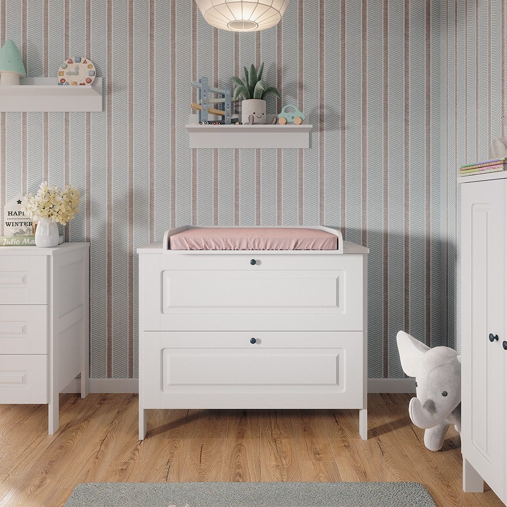 VitaliSpa® Wickelkommode Ajaton, Weiß, 108 x 98 cm mit 2 Schubladen