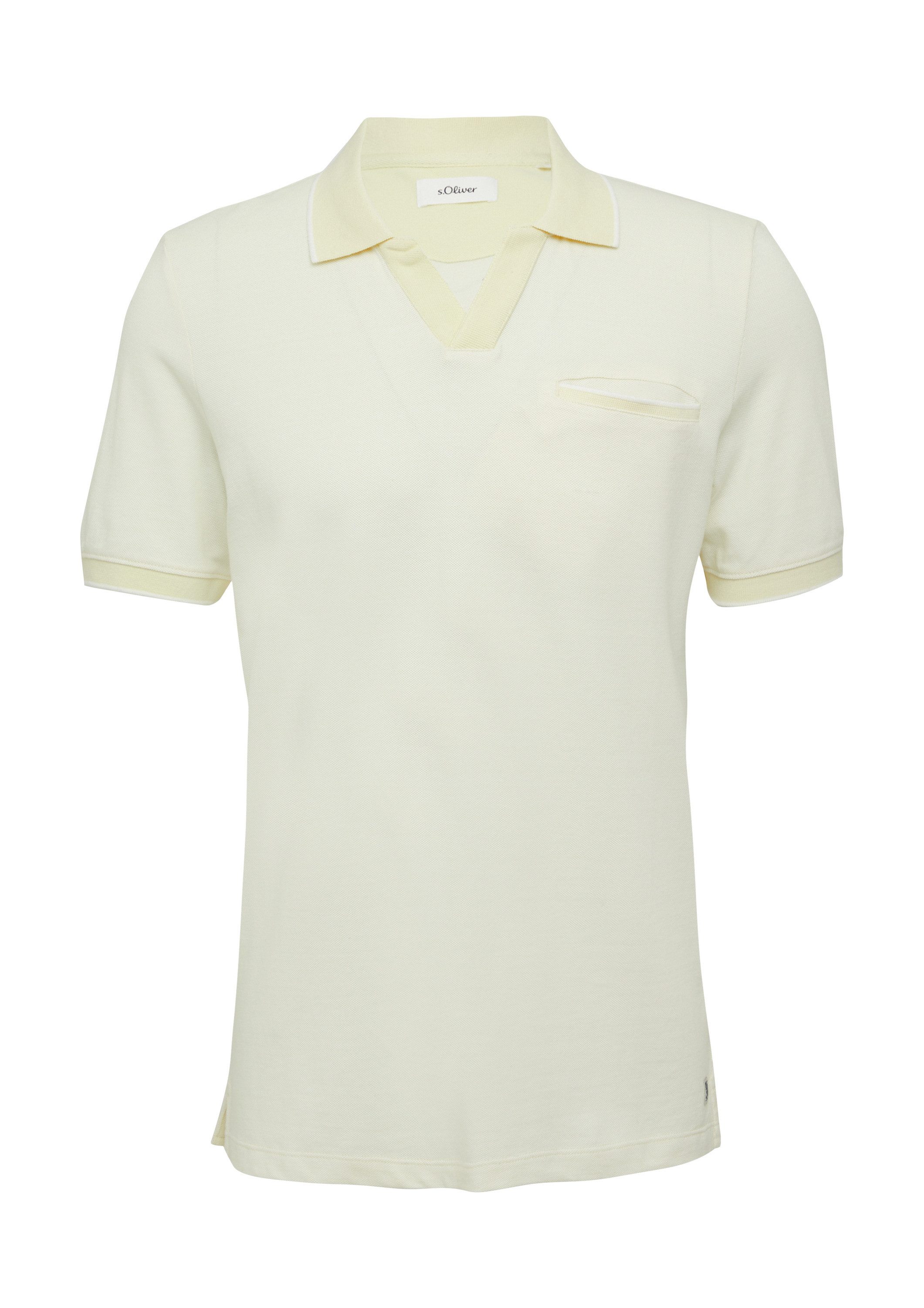 s.Oliver Kurzarmshirt Polo-Shirt Poloshirt aus zweifarbigem Piqué mit Brust günstig online kaufen