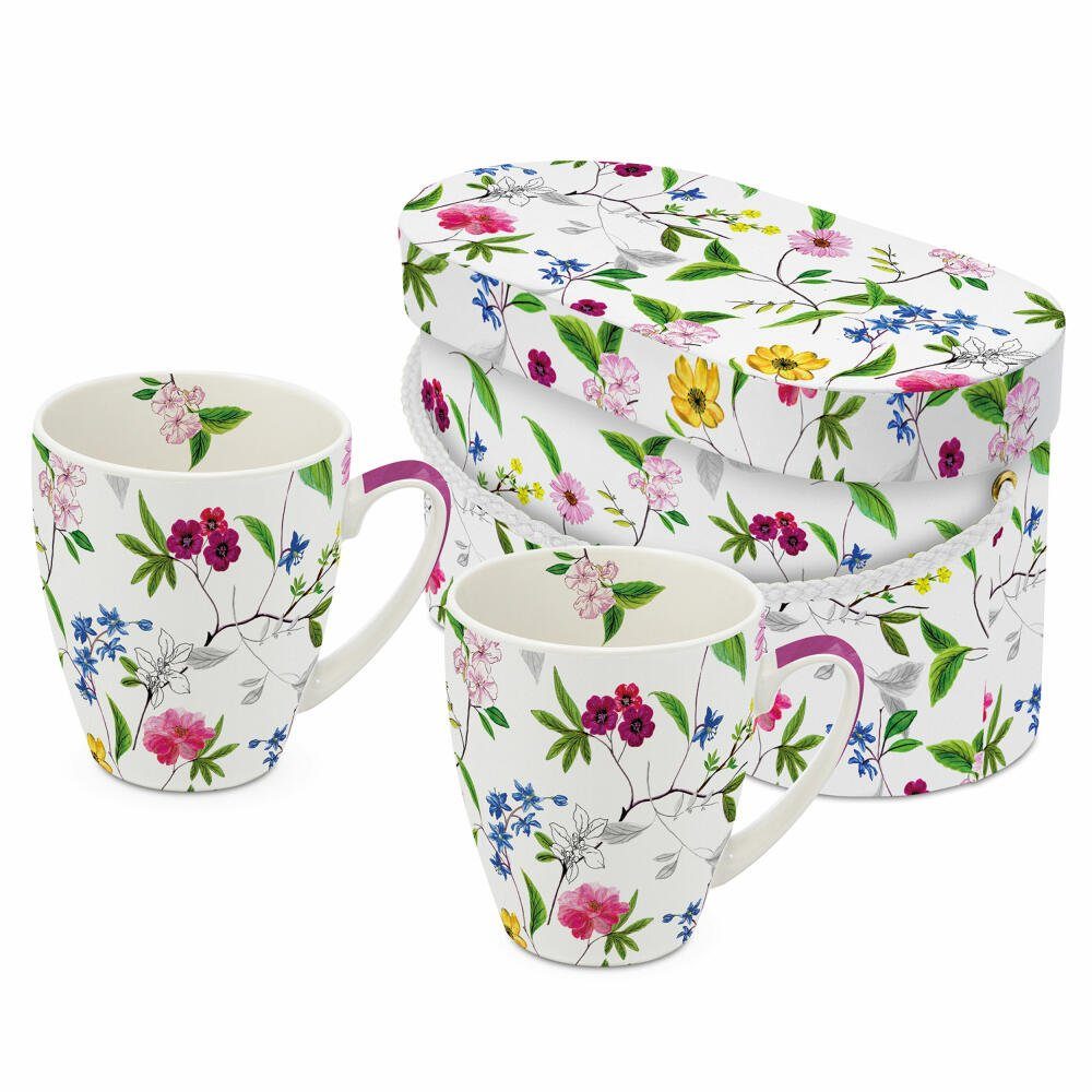 PPD Tasse Flower Power Mug 2er Set 350 ml, New Bone China, Tassenset aus  zwei großen, dekorierten Tassen