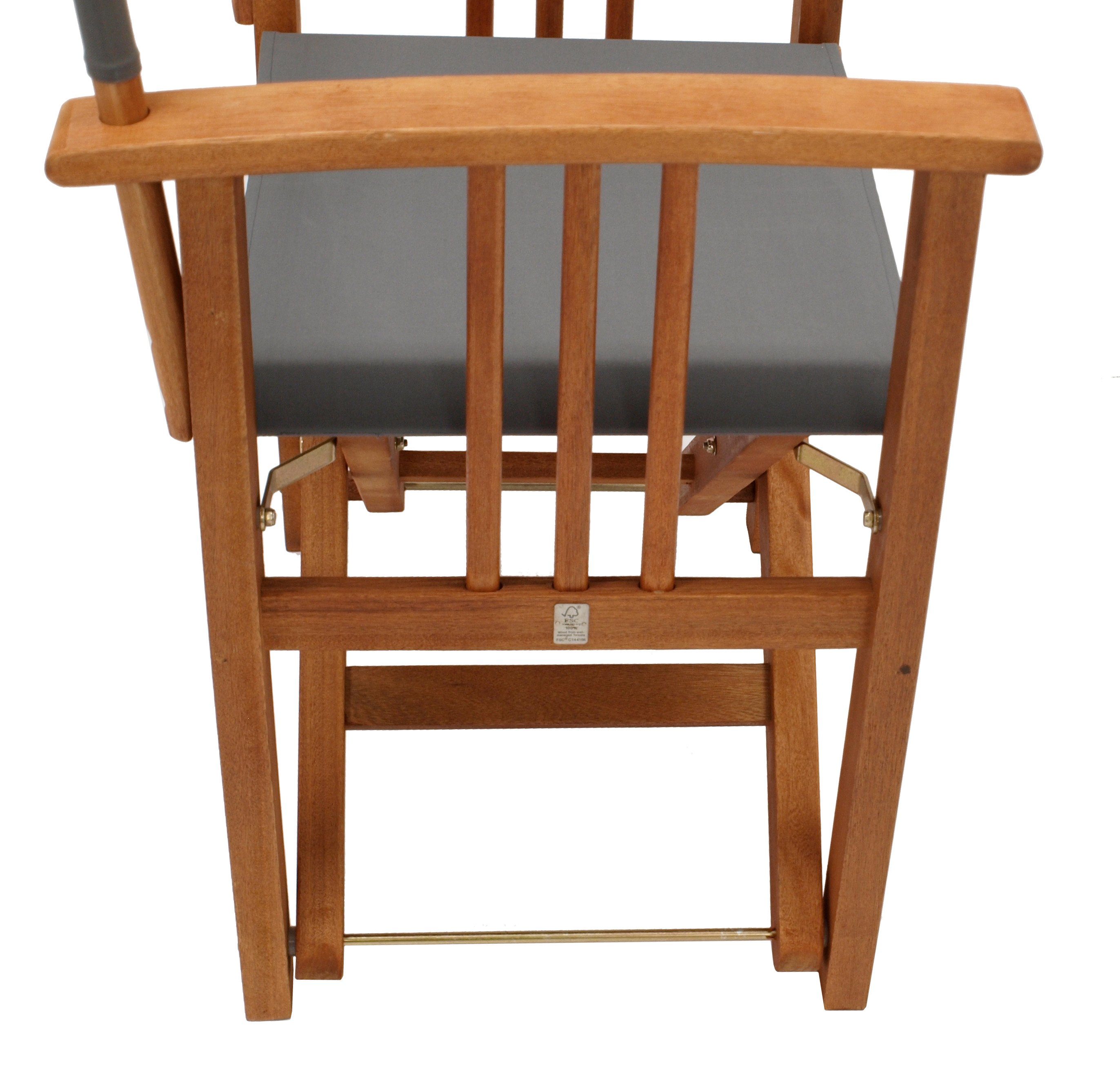 DEGAMO Regiestuhl CALIFORNIA XL (1 St), große Ausführung, Gestell Eukalyptus Hartholz, Bezüge grau