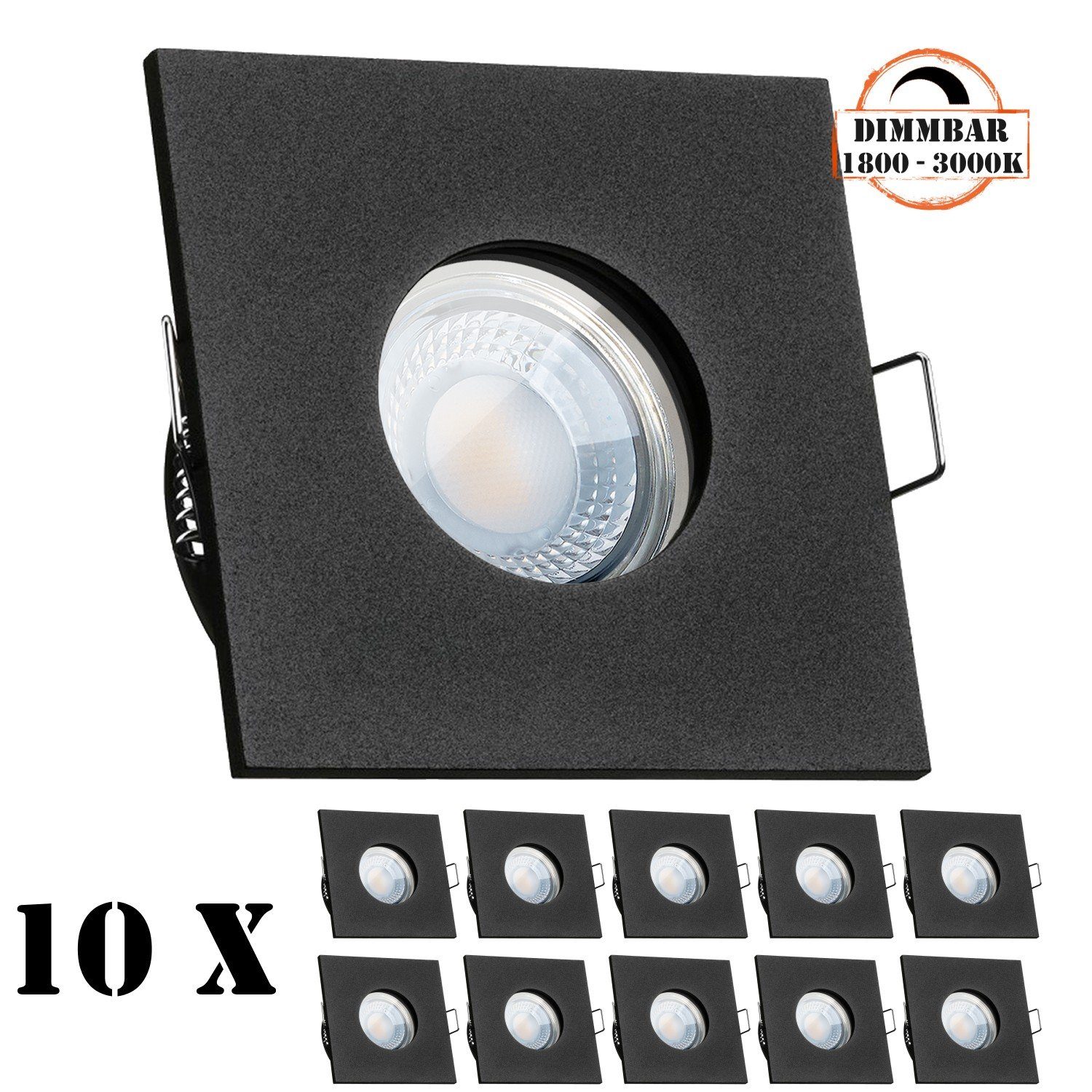 LED LEDANDO extra mit flach in Set schwarz LED von 10er IP65 5W LED Einbaustrahler Einbaustrahler