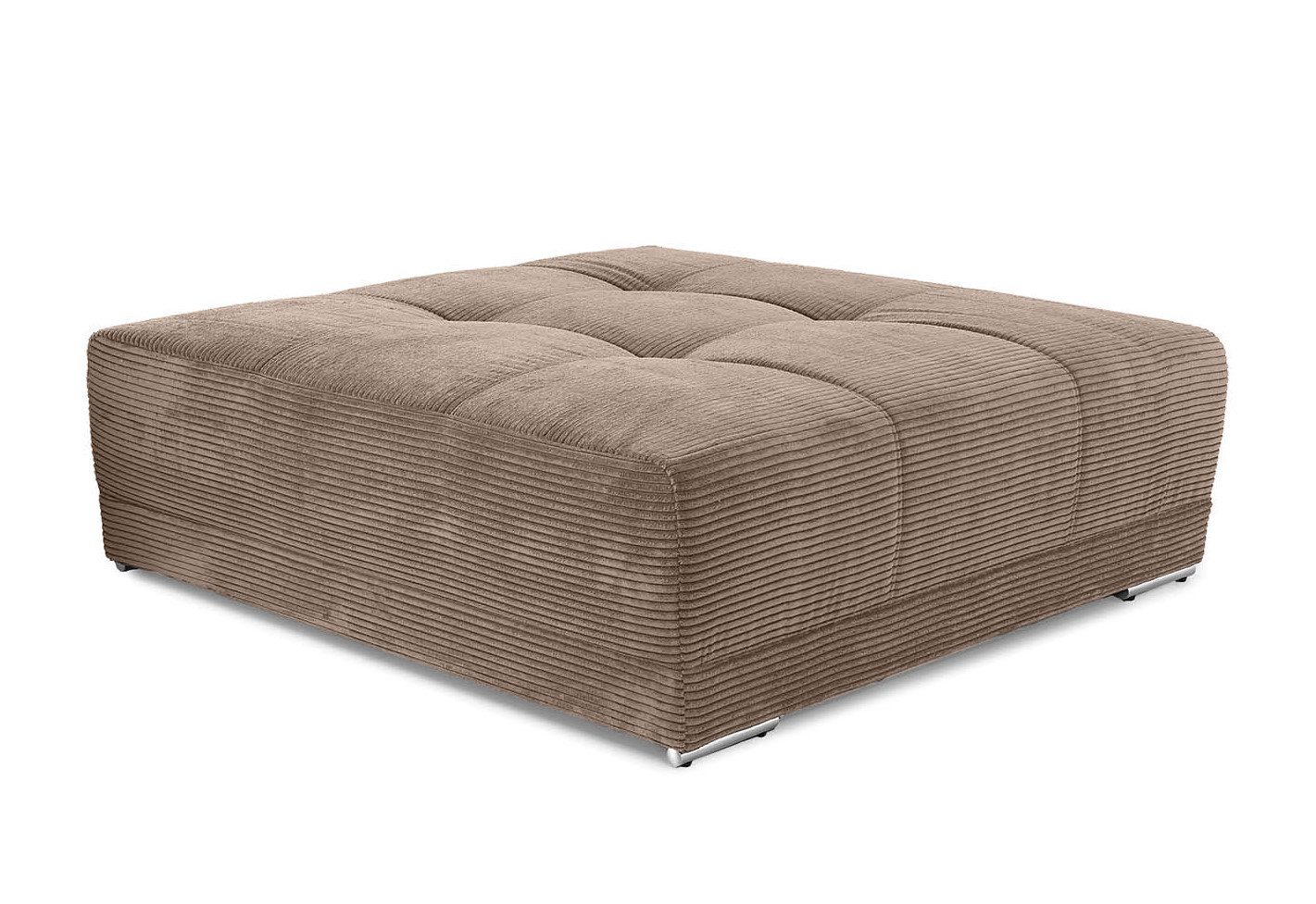 luma-home Polsterhocker 15178 (XXL-Hocker 120x120 cm mit Federkernpolsterung, passend zum Big Sofa), Cordstoff Braun Taupe