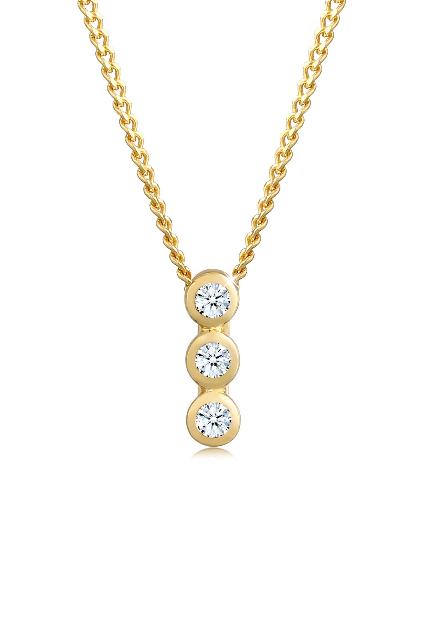 Elli DIAMONDS Kette mit Anhänger Diamant Trio Brillantschliff (0.045 ct) 585 Gelbgold, Geo