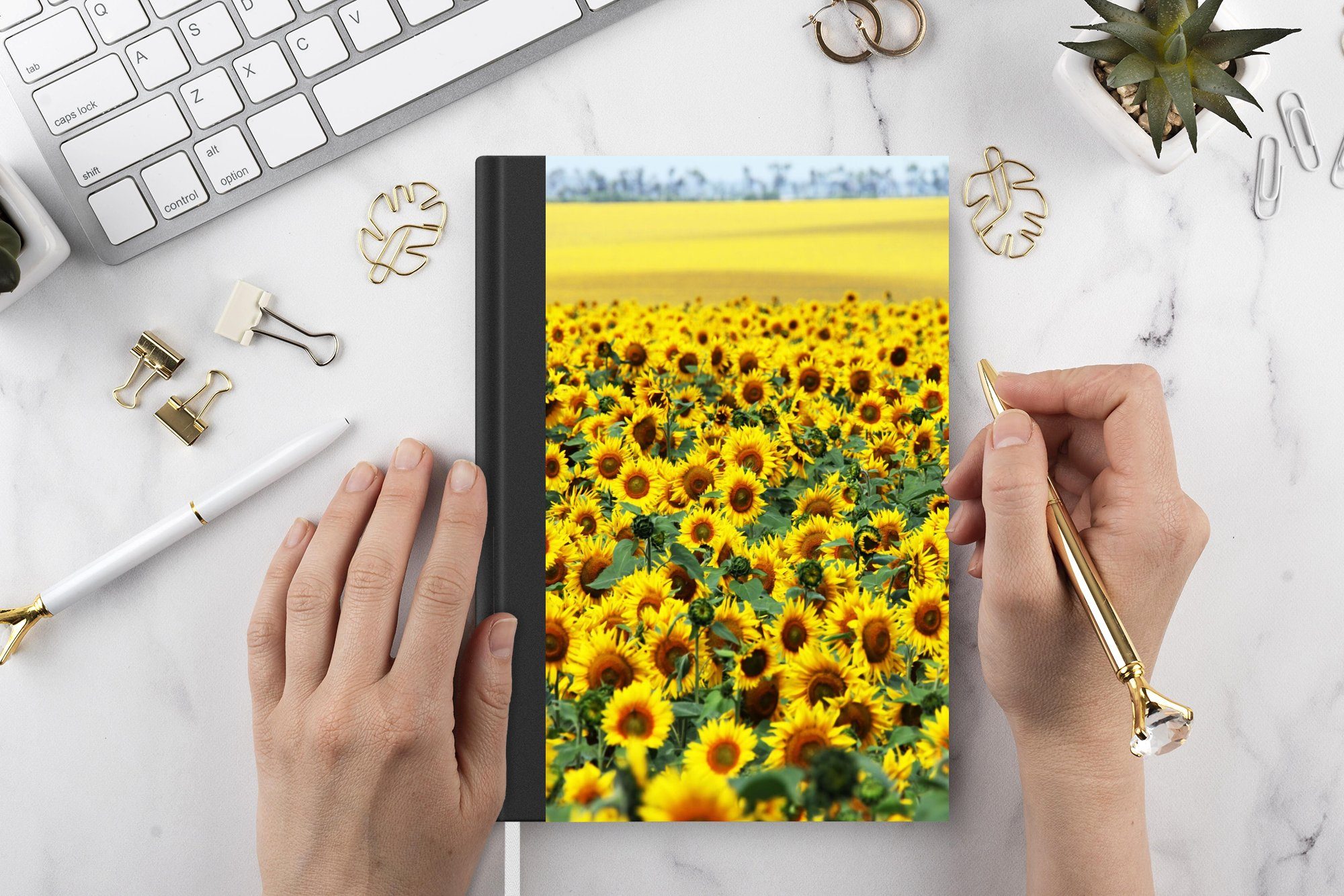 MuchoWow Notizbuch Sonnenblume - Blumen Tagebuch, Natur, 98 A5, Merkzettel, - Seiten, Notizheft, Haushaltsbuch Journal