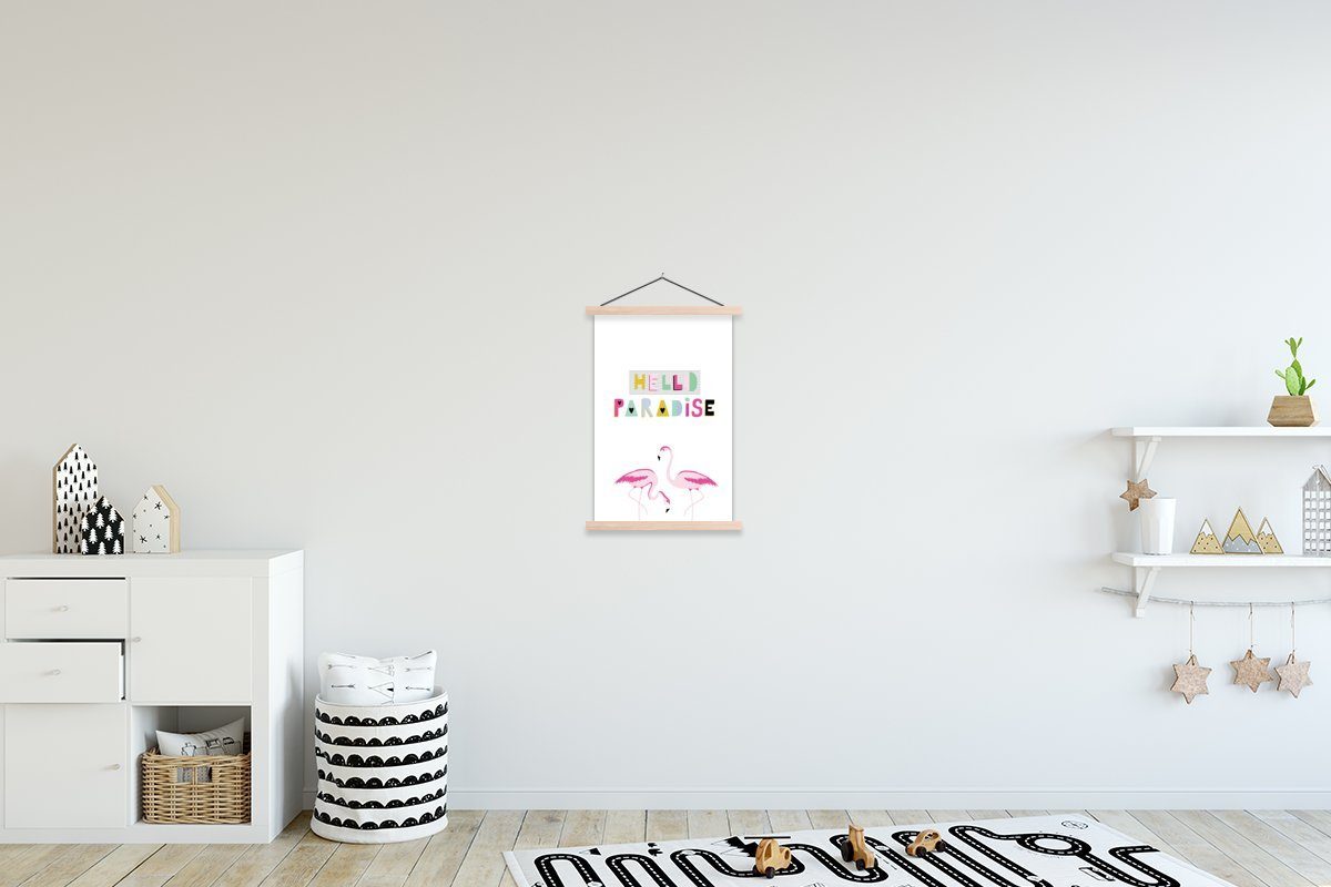 - Posterleiste, Magnetisch Wohnzimmer, Sommer, (1 Bilderleiste, MuchoWow Paradies für St), Poster - Flamingo Textilposter