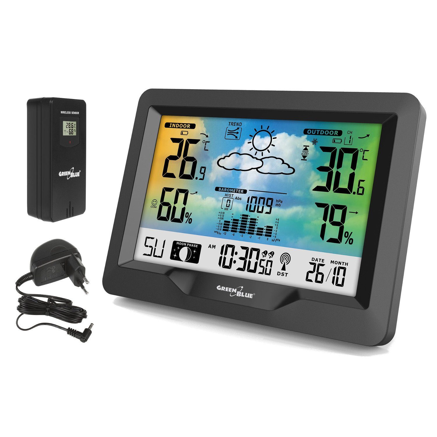 GreenBlue Wetterstation (Wetterstation Drahtloses Hygrometer DCF)