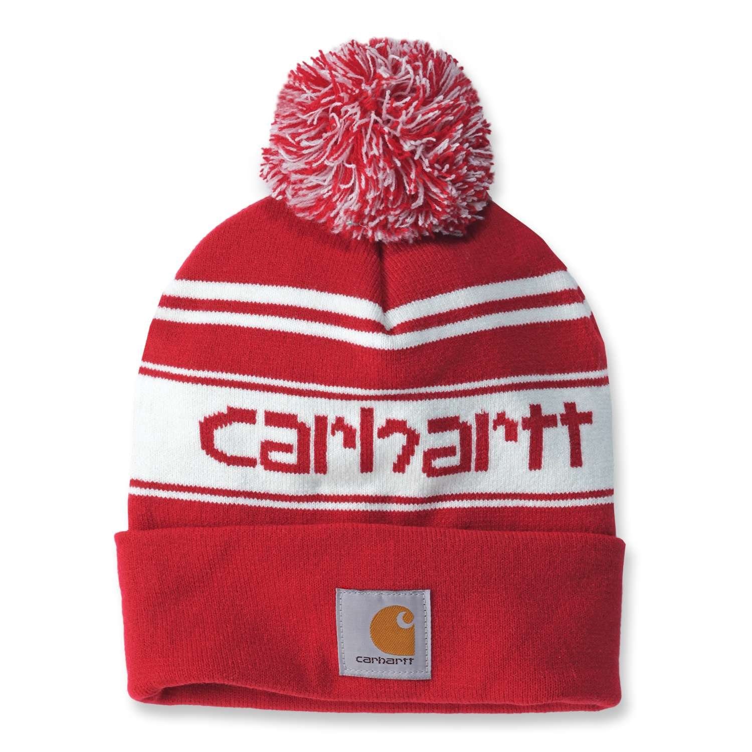 red/winter Carhartt Cuffed Carhartt white Bommelmütze Beanie Logo Knit marl Unisex