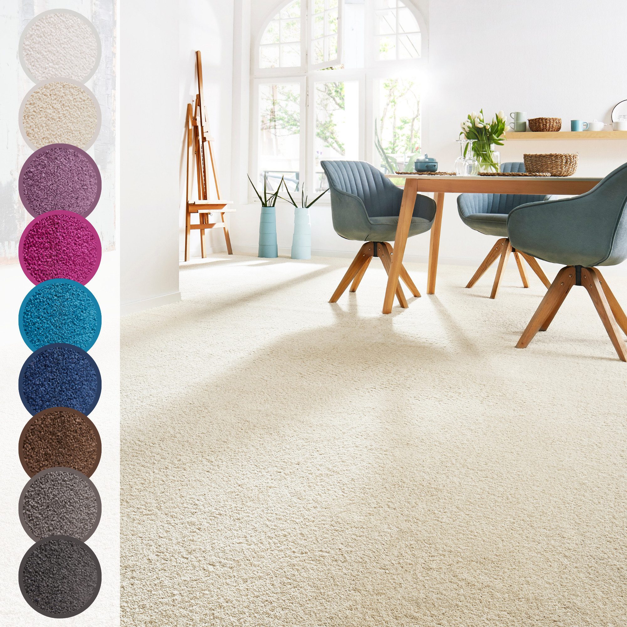 Andiamo Teppichboden Sophie, Frisee-Velours, Gesamthöhe 12 mm, Luxusklasse LC3, rechteckig, Uni Farben, Breite 400 cm oder 500 cm, strapazierfähig & pflegeleicht