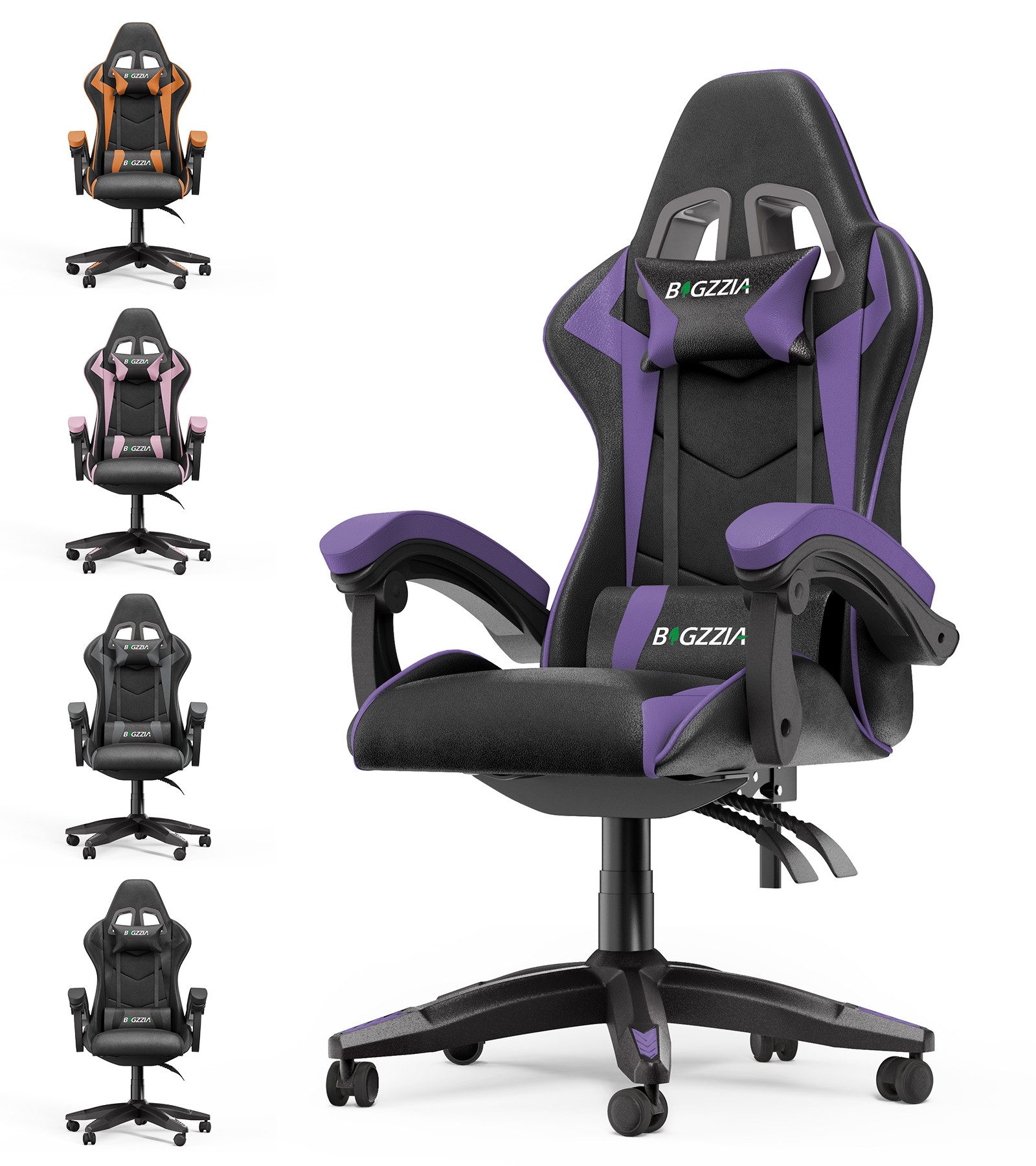 Gywowken Gaming-Stuhl Gaming Stuhl Ergonomisch - Gamer Stühle mit Lendenkissen, Gaming Chair Höhenverstellbar - 90-135° Rückenlehne
