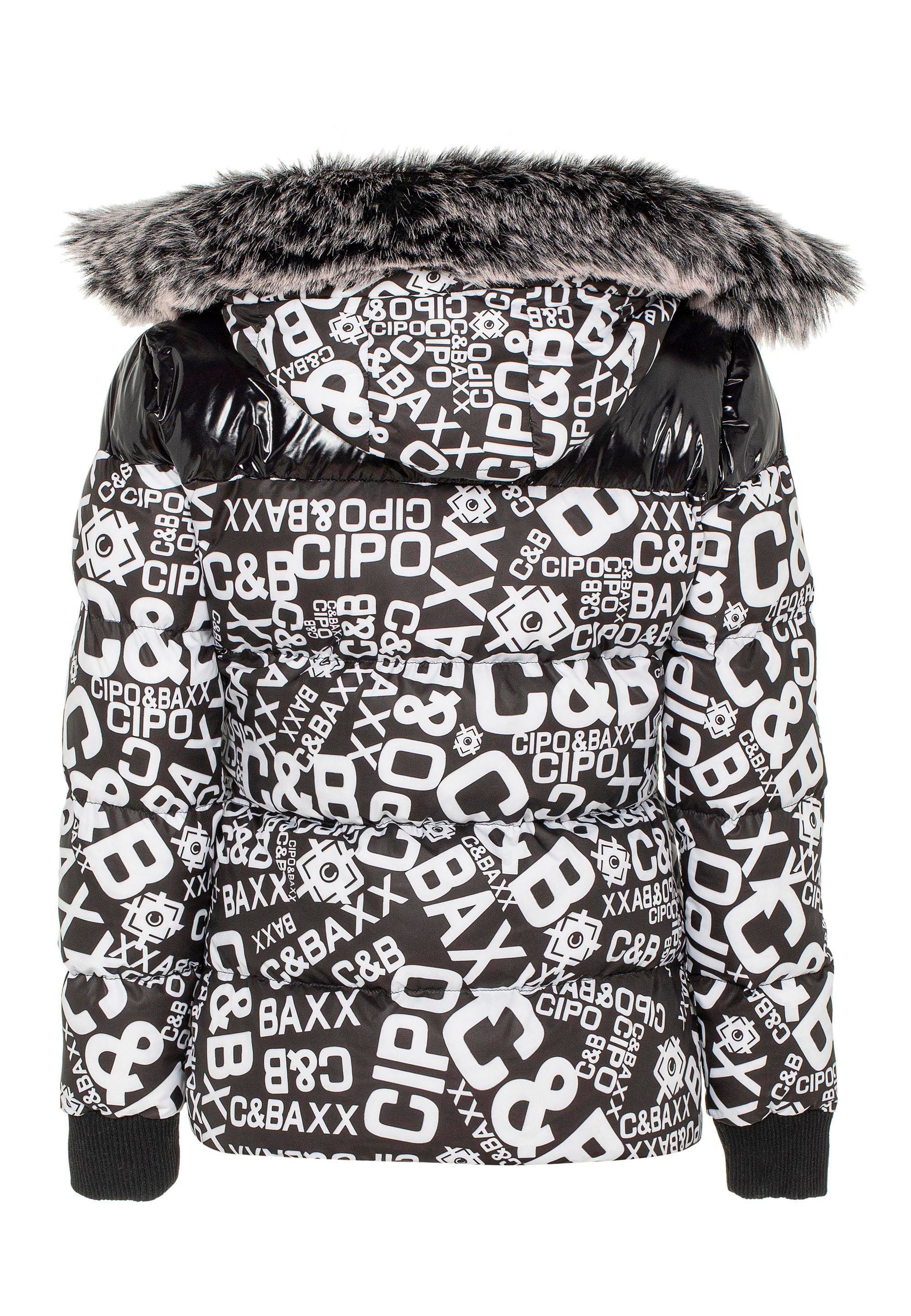 weiß-schwarz Cipo Baxx Allover-Print Steppjacke modischem mit &